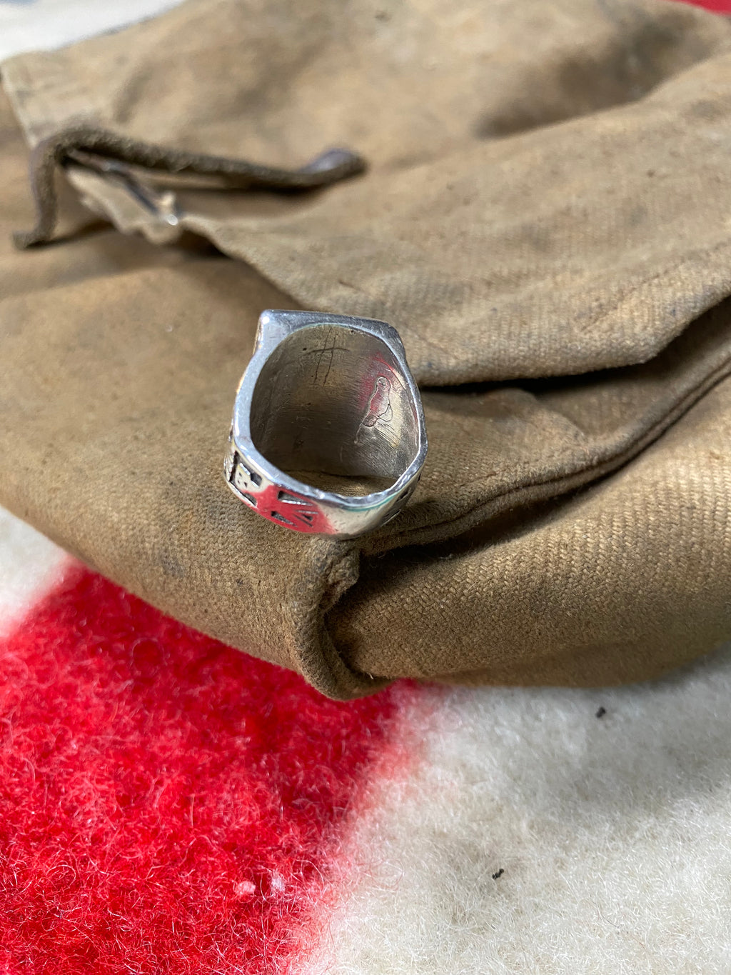 Fred Harvey Era Zuni Thunderbird - Rising Sun Sterling Ring