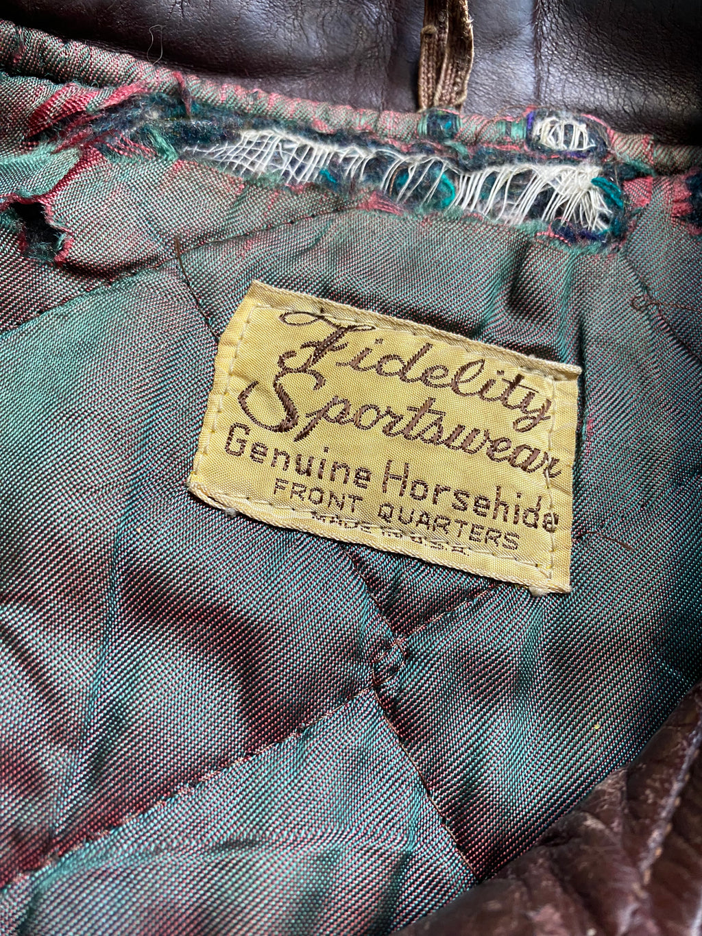 Fidelity Sportswear 1940's Halfbelted Front Quarter Horsehide Jacket