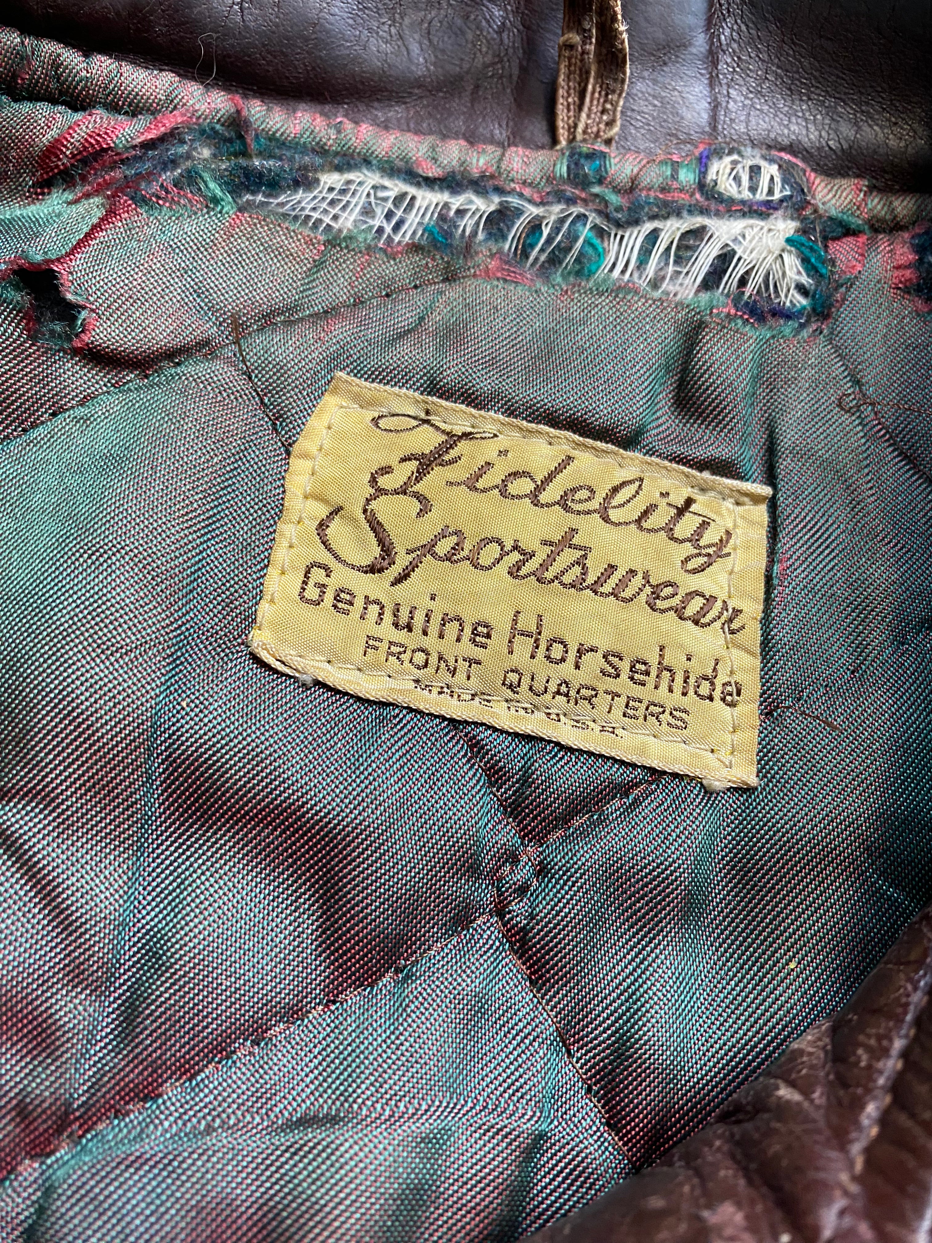 Fidelity Sportswear 1940's Halfbelted Front Quarter Horsehide Jacket