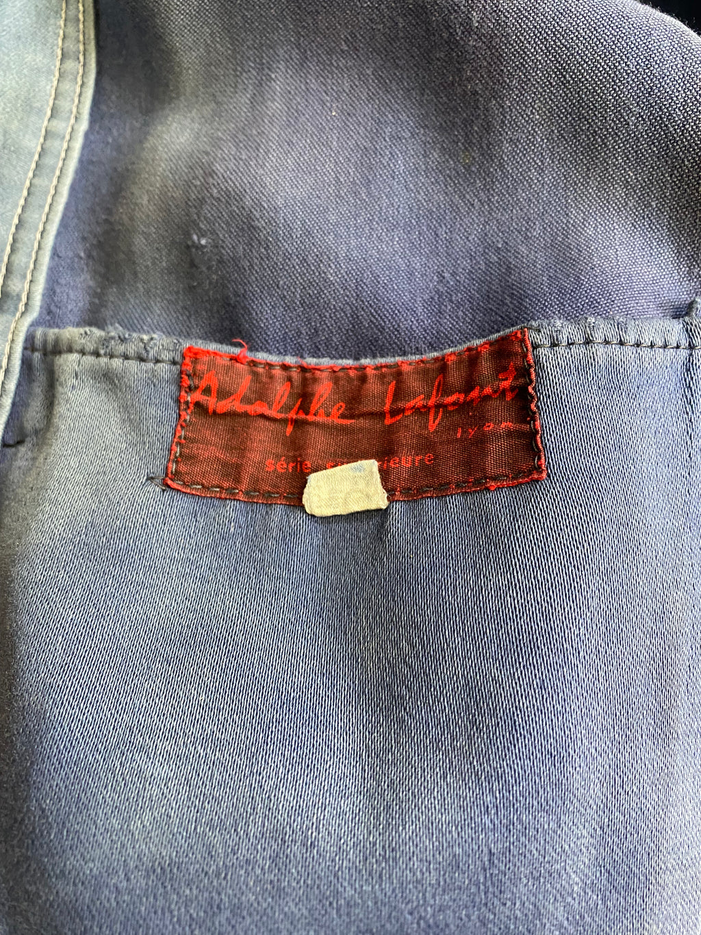 Adolphe Lafont 1930's-1950's Patched & Repaired Blue Moleskine Worker Jacket