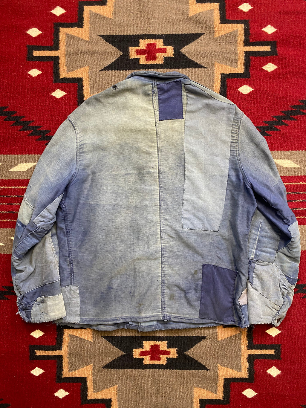 Adolphe Lafont 1930's-1950's Patched & Repaired Blue Moleskine Worker Jacket