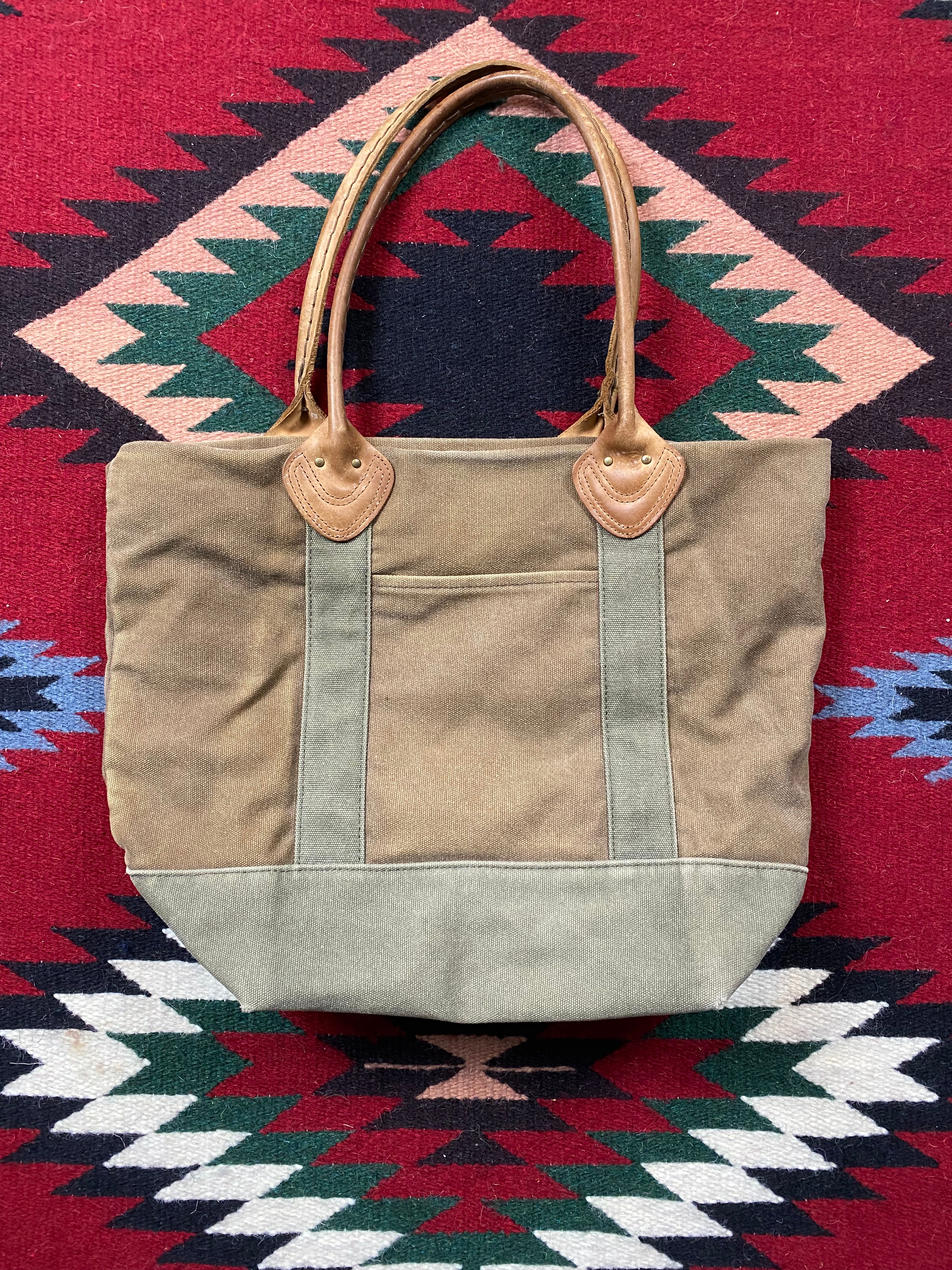 LL Bean Army Grean Canvas Tote Bag
