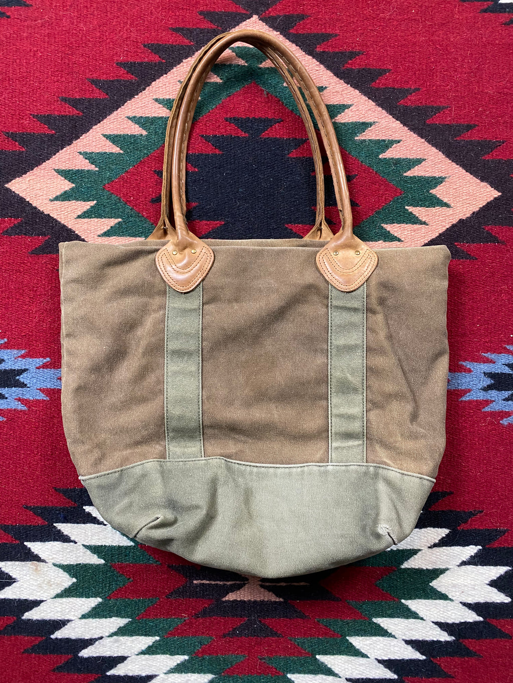 LL Bean Army Grean Canvas Tote Bag
