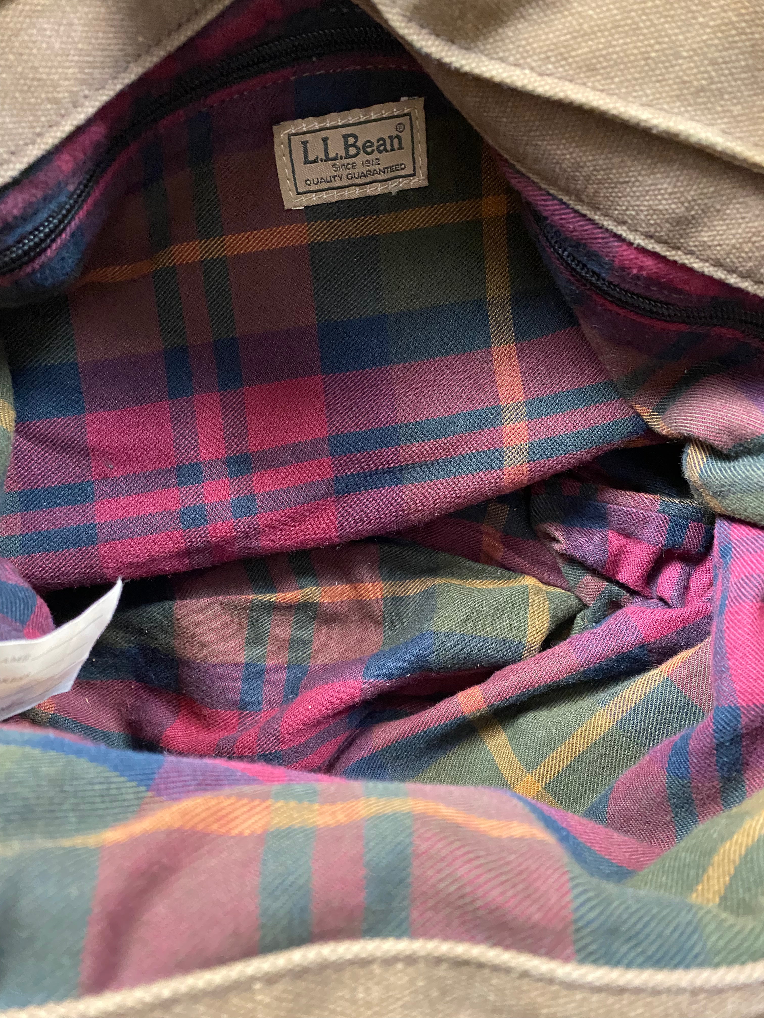 LL Bean Army Grean Canvas Tote Bag