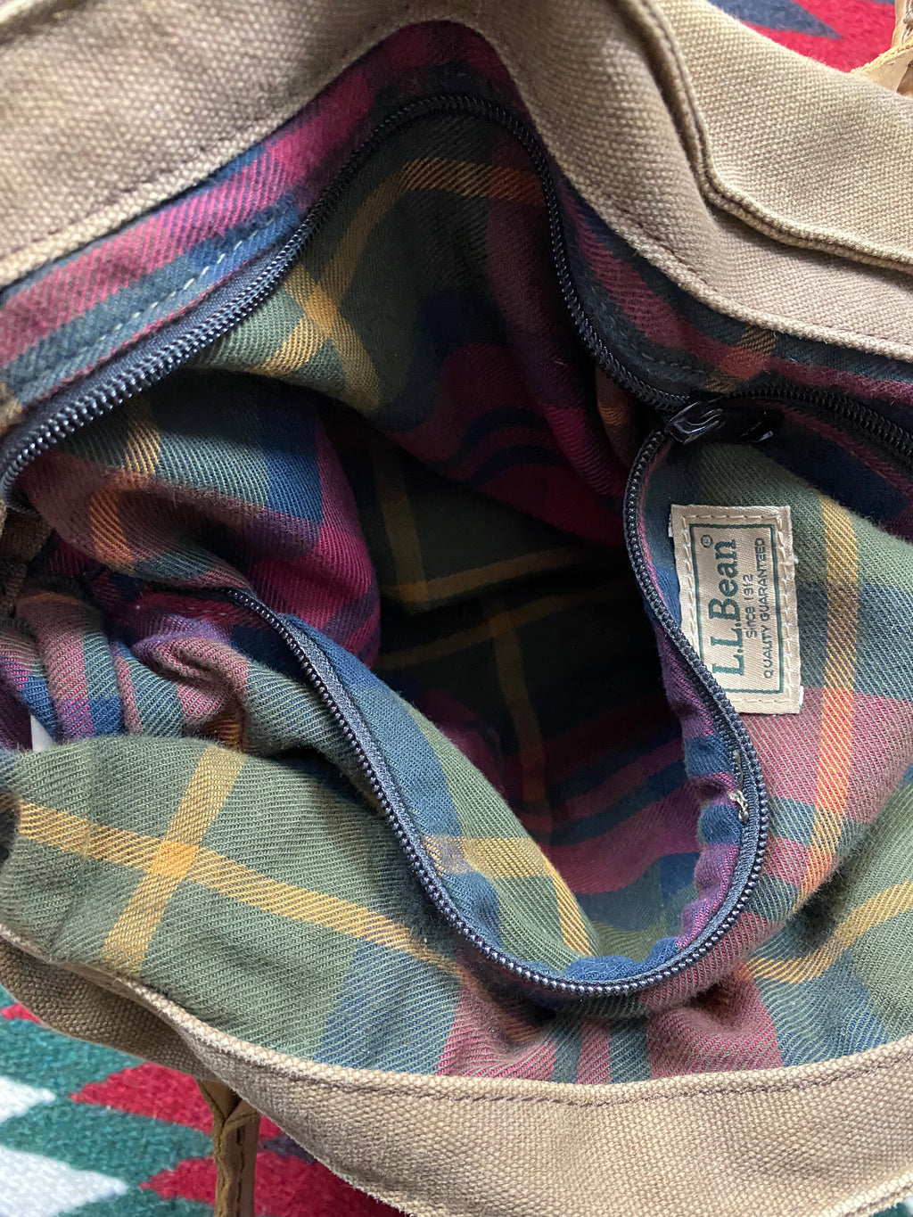 LL Bean Army Grean Canvas Tote Bag