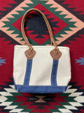 LL Bean Boat And Tote Ivory Navy Bag (Small)