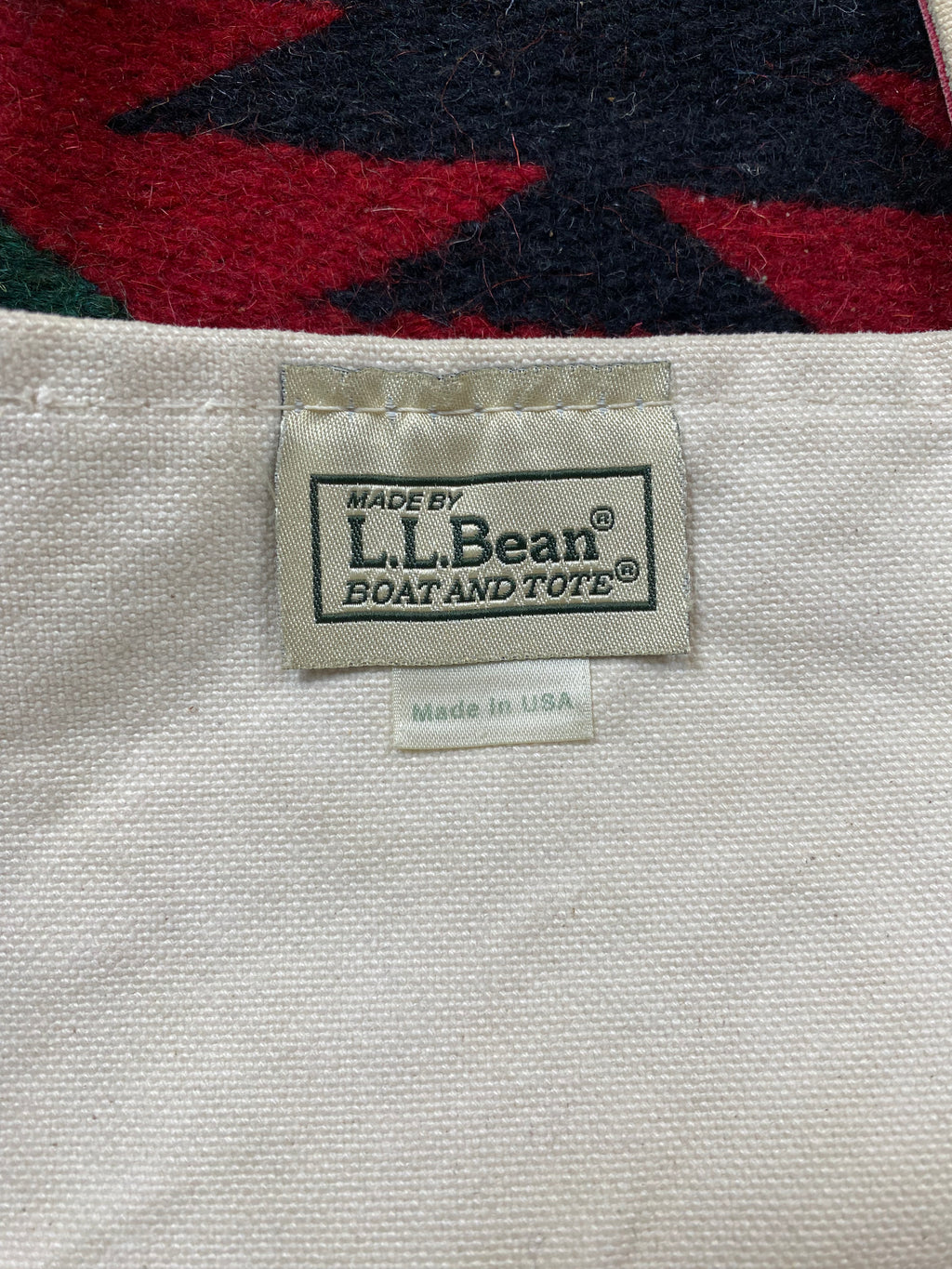 LL Bean Boat And Tote Ivory Red Canvas Bag (Medium)