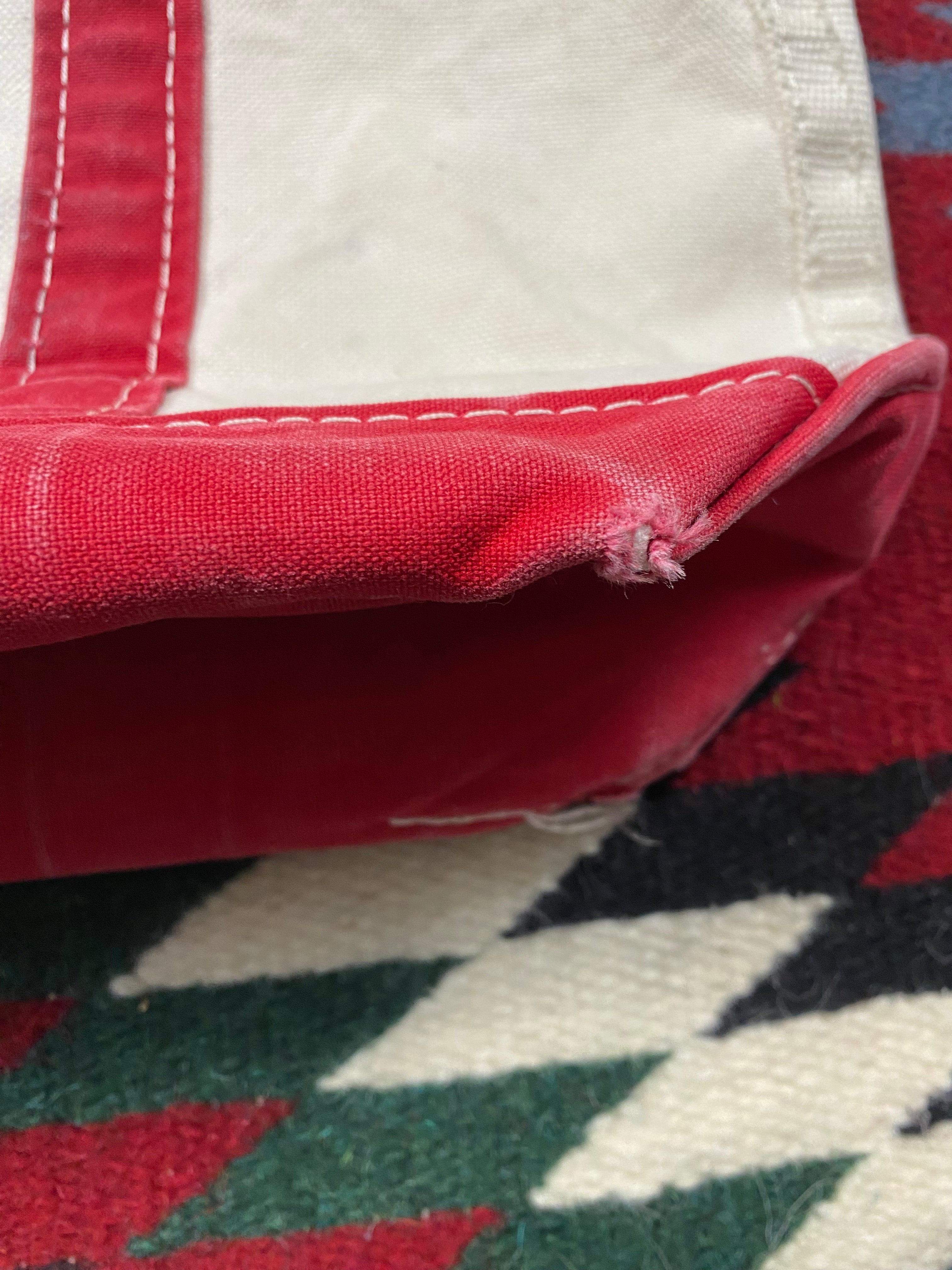 LL Bean Boat And Tote Ivory Red Canvas Bag (Medium)