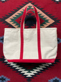 LL Bean Boat And Tote Ivory Red Canvas Bag (Large)