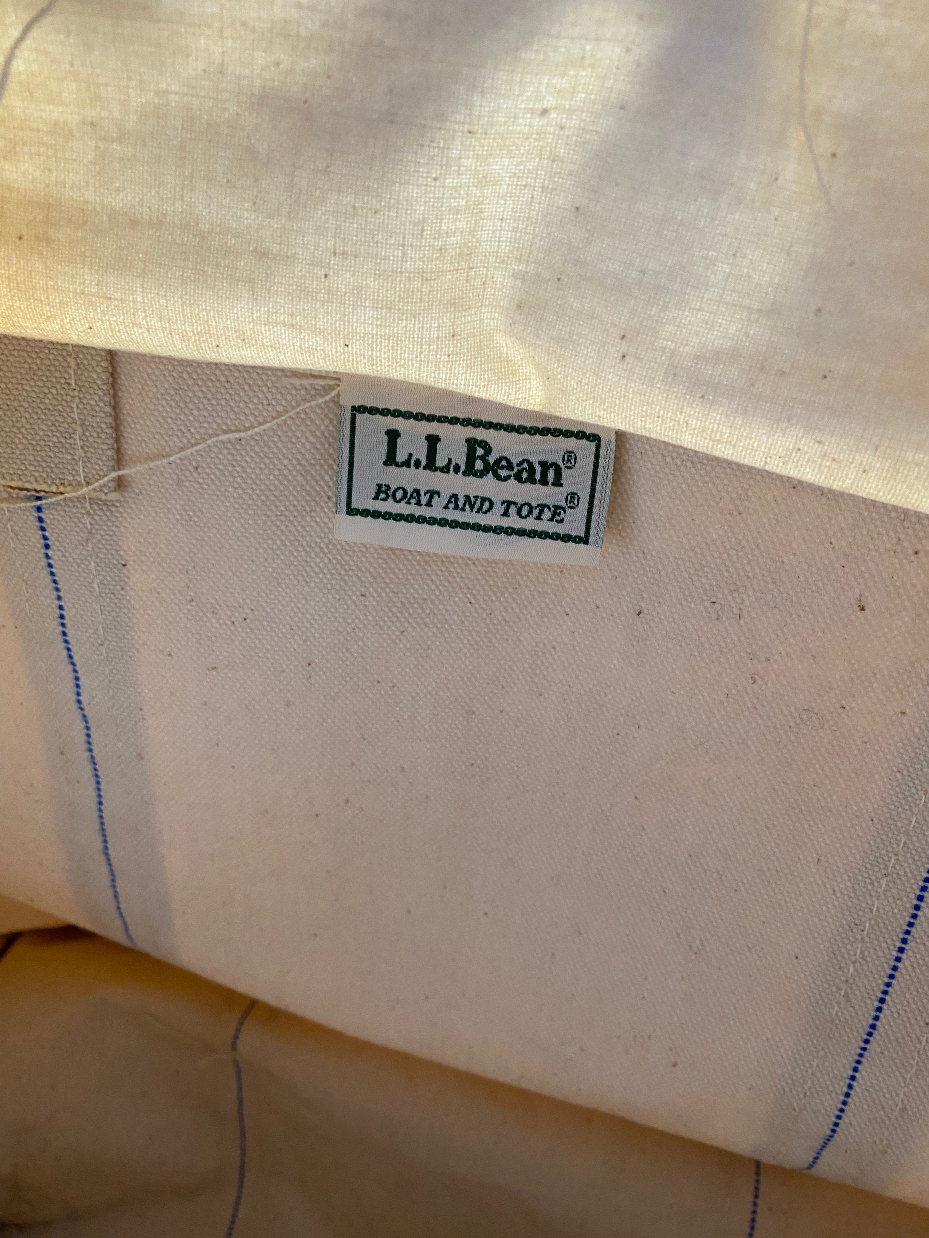 LL Bean Boat And Tote Ivory Red Canvas Bag (Large)