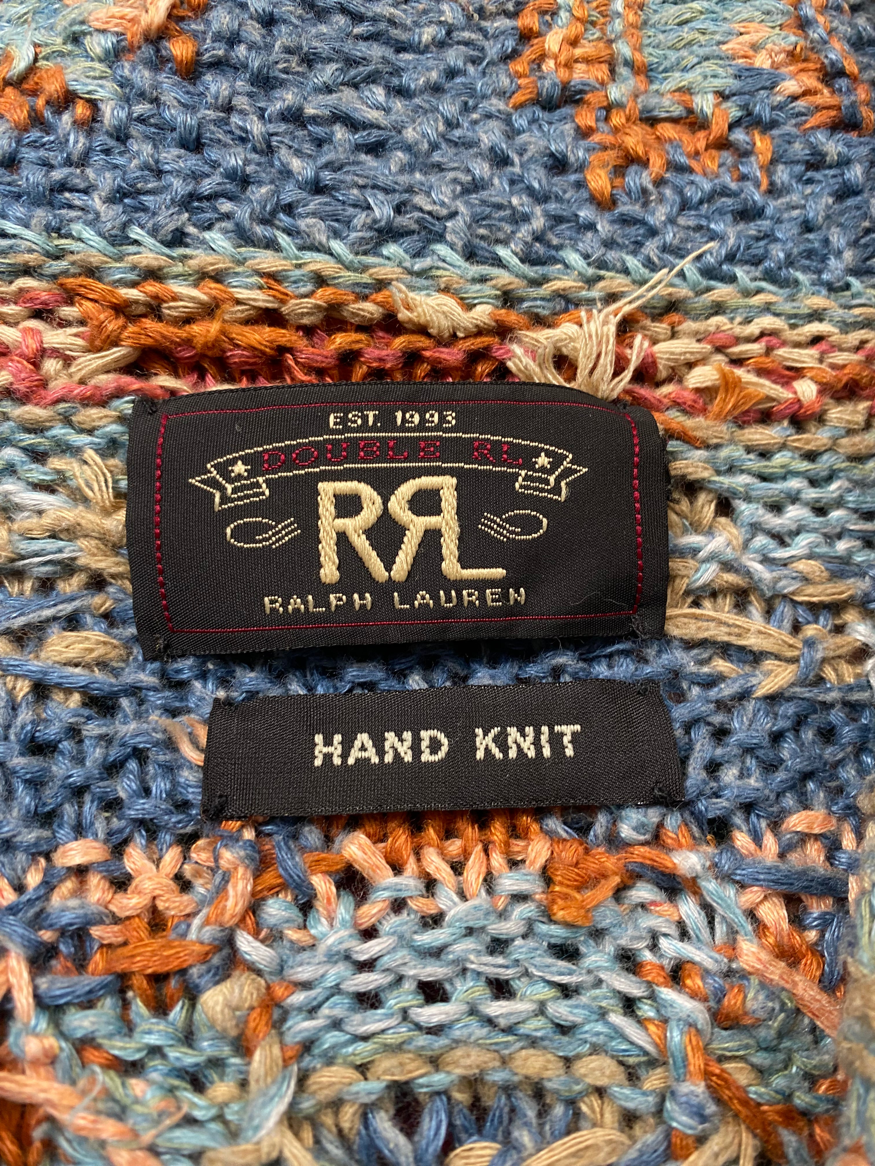 RRL Southwestern Hand Knit Cardigan (Blue)
