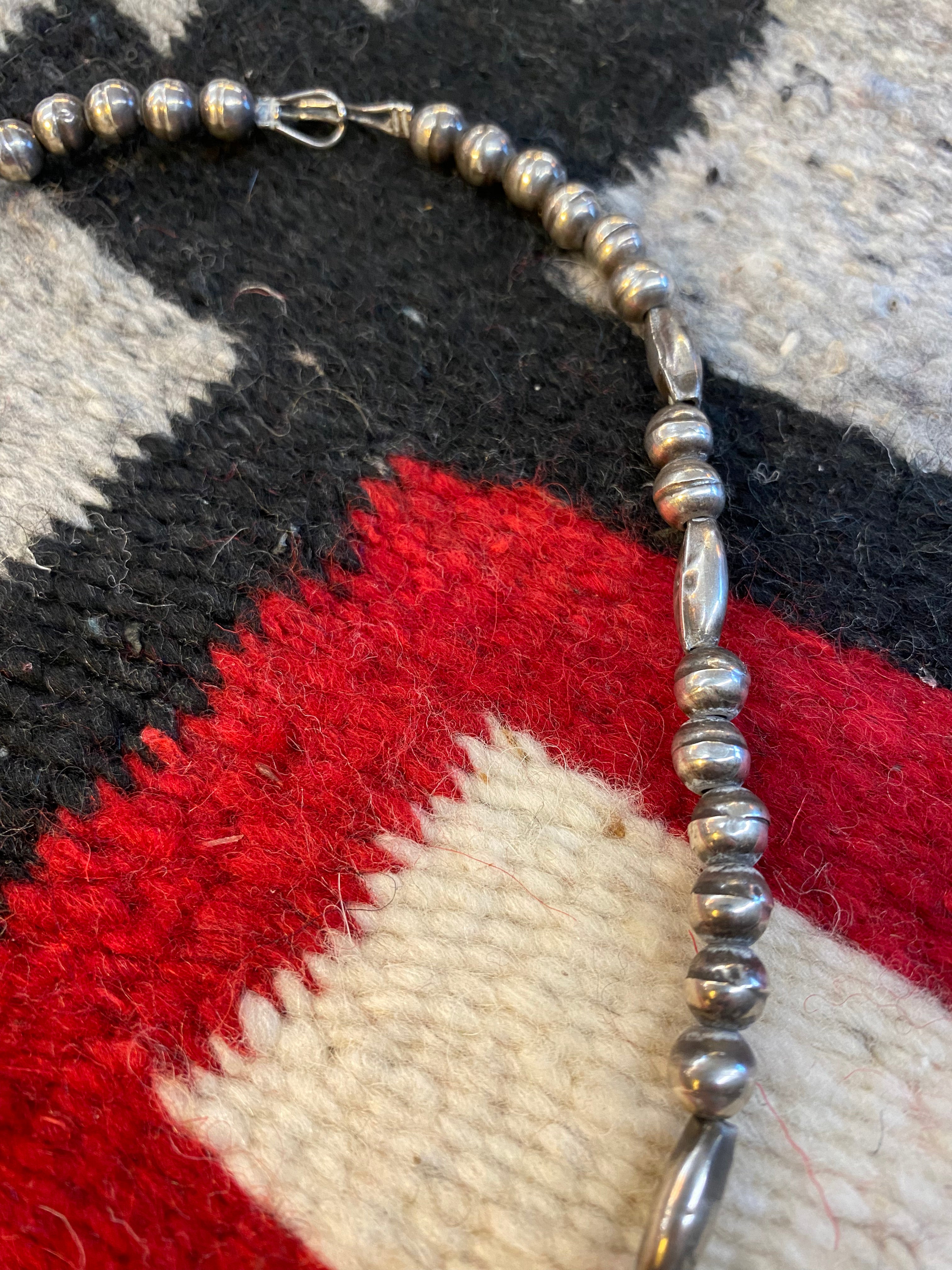 Navajo Sterling Silver Naja Necklace With Coral Inlay