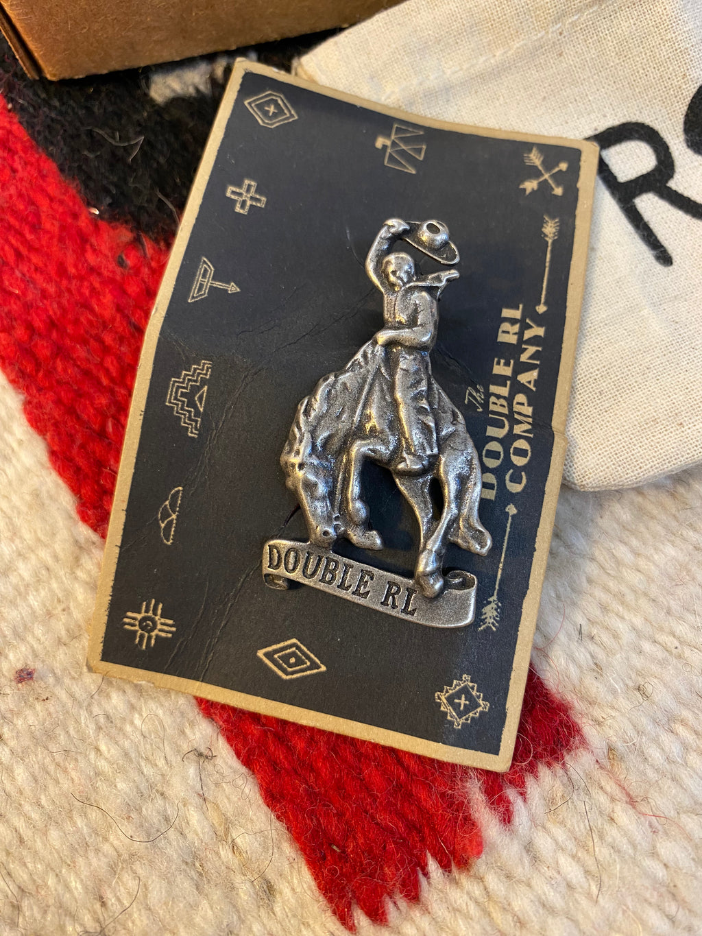 RRL Sterling Silver Cowboy On Bucking Horse Pin