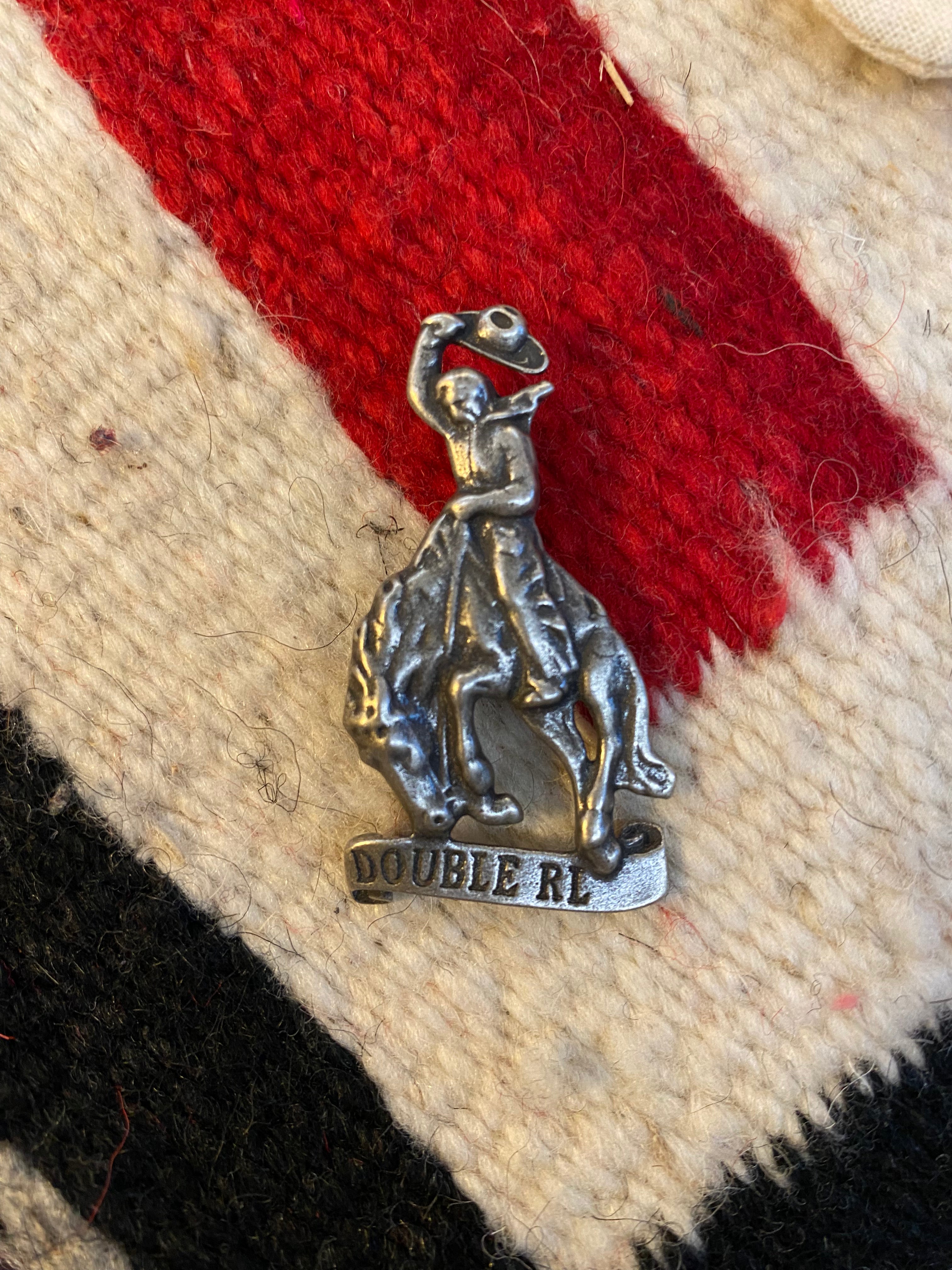 RRL Sterling Silver Cowboy On Bucking Horse Pin