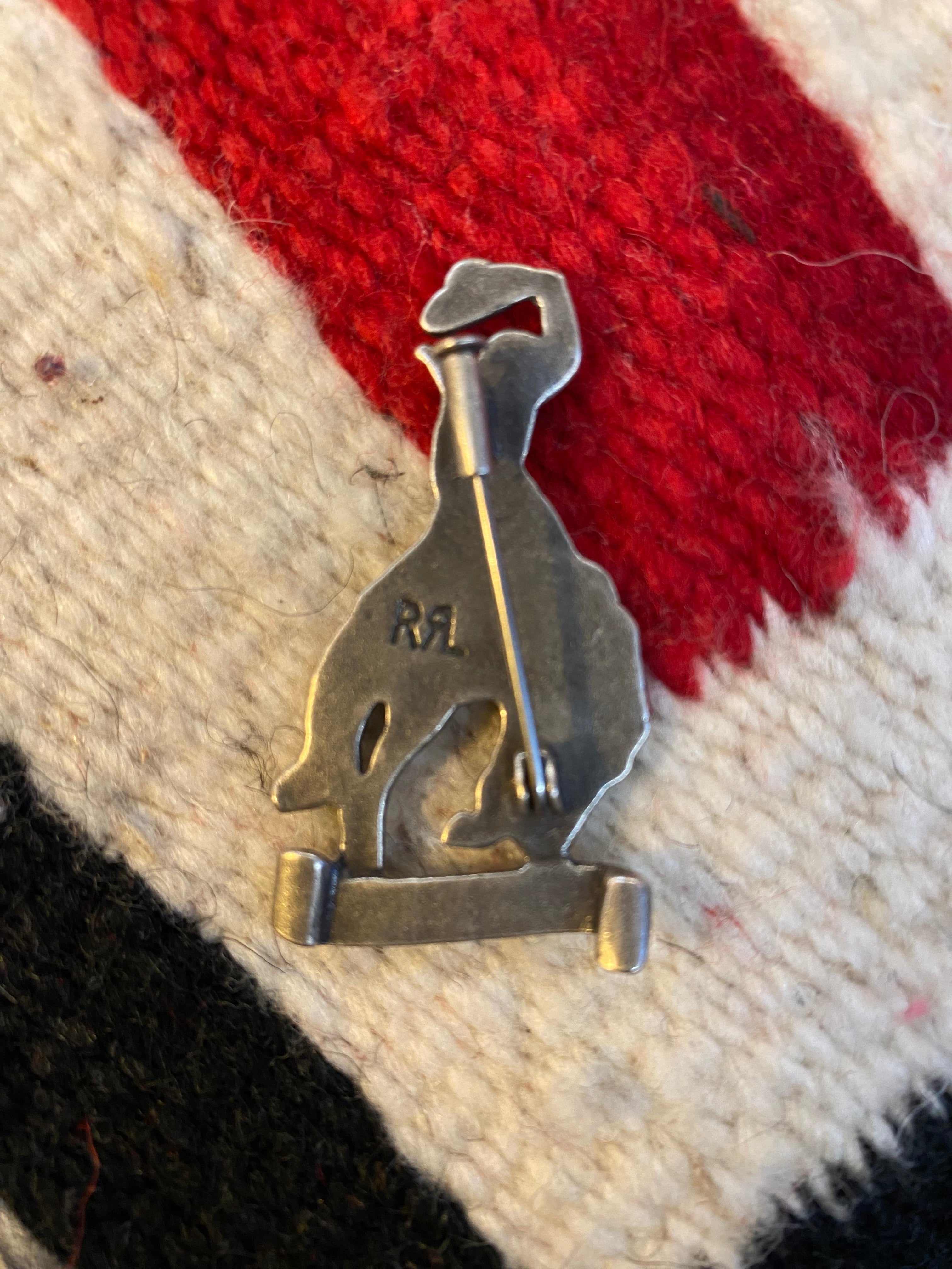 RRL Sterling Silver Cowboy On Bucking Horse Pin