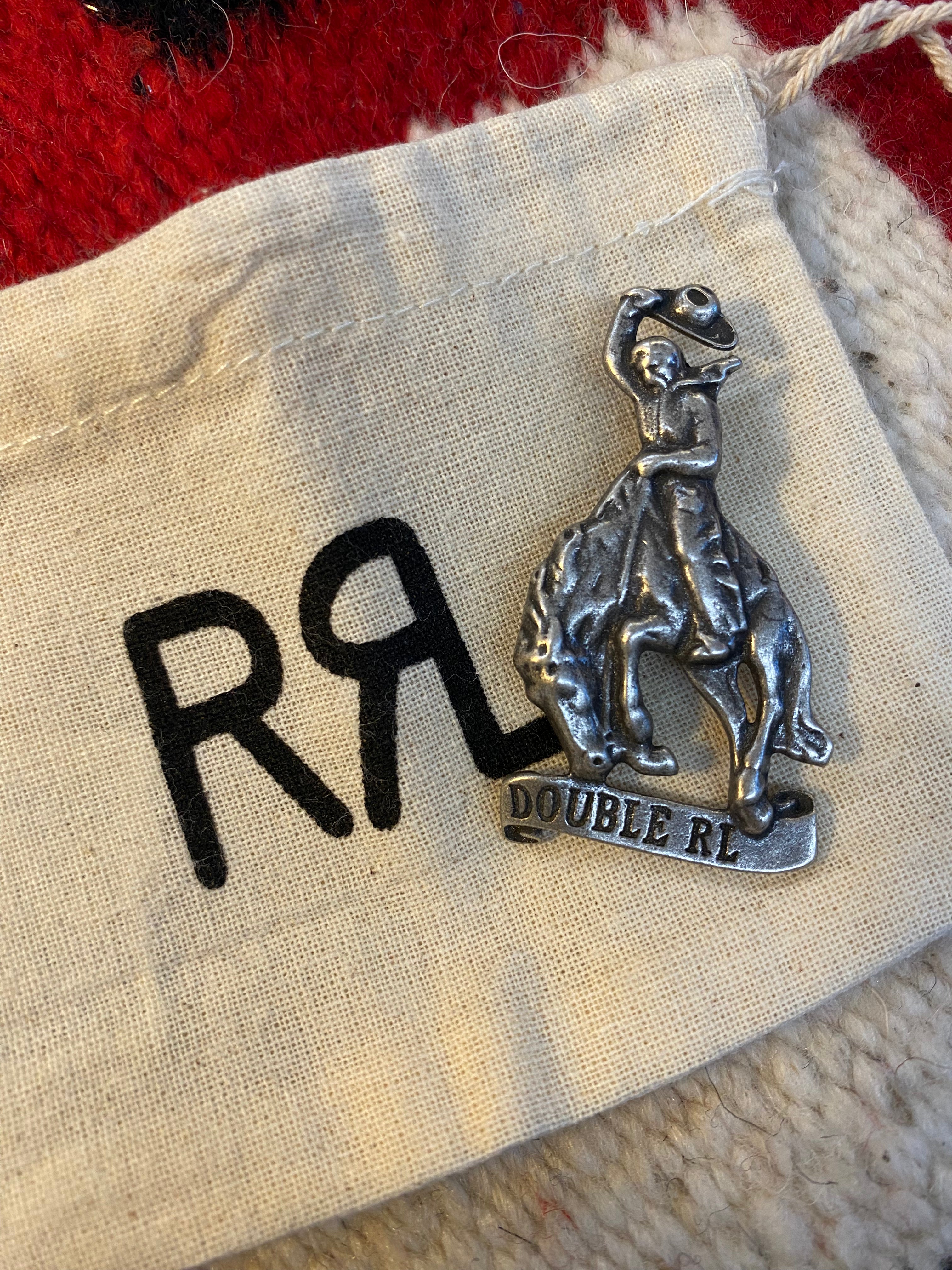 RRL Sterling Silver Cowboy On Bucking Horse Pin