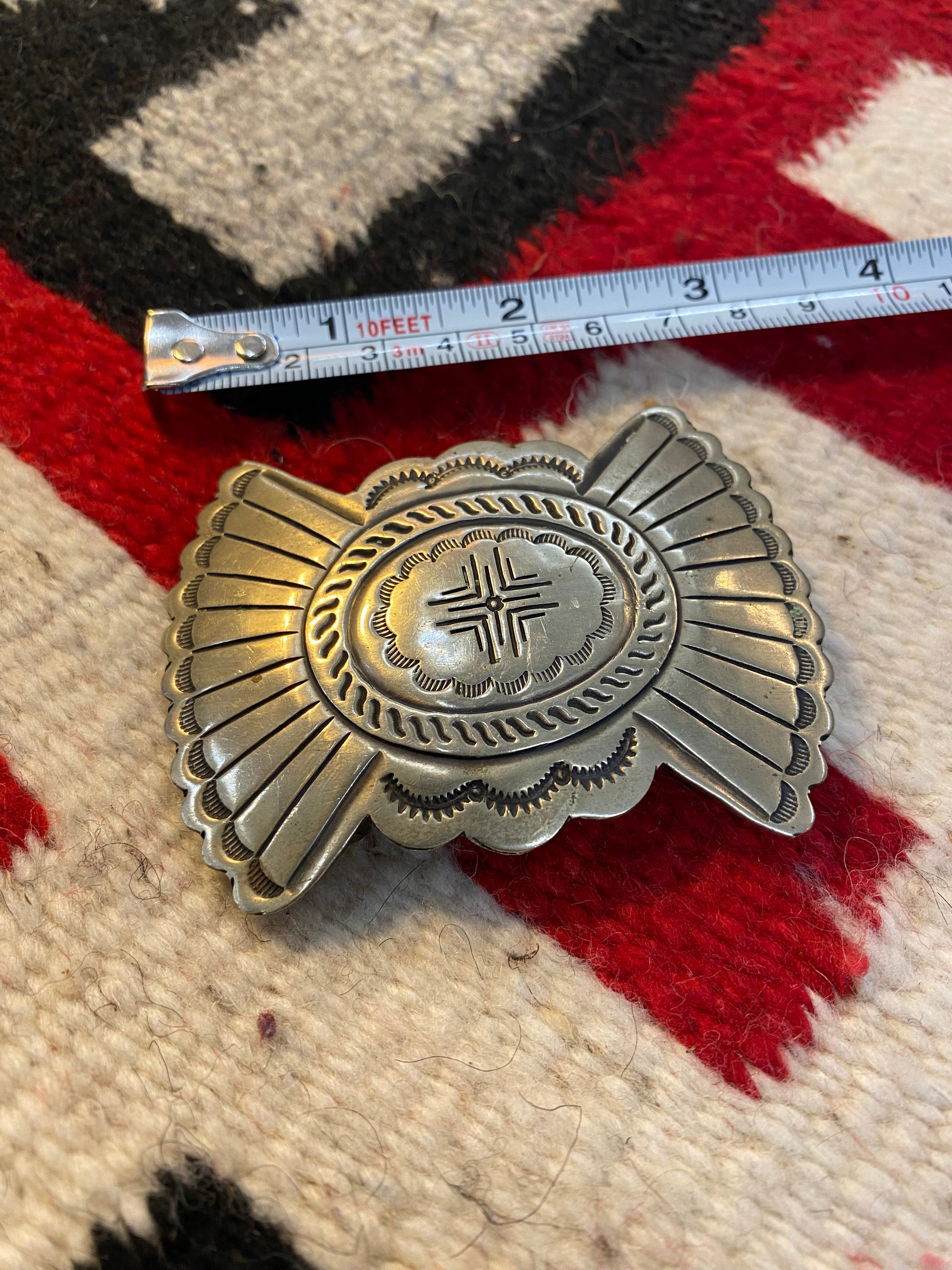 Navajo Alpaca Silver Concho Belt Buckle
