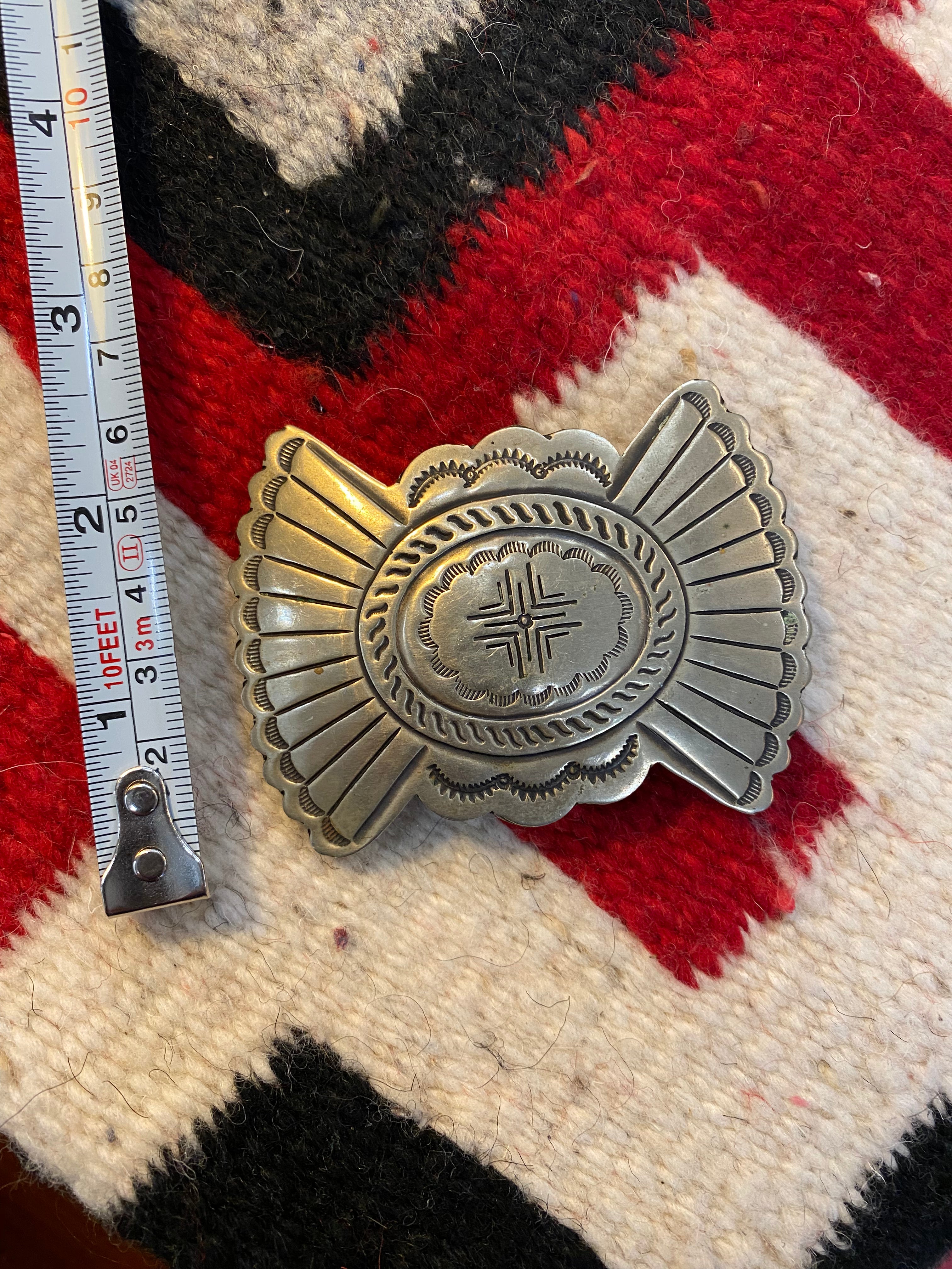 Navajo Alpaca Silver Concho Belt Buckle