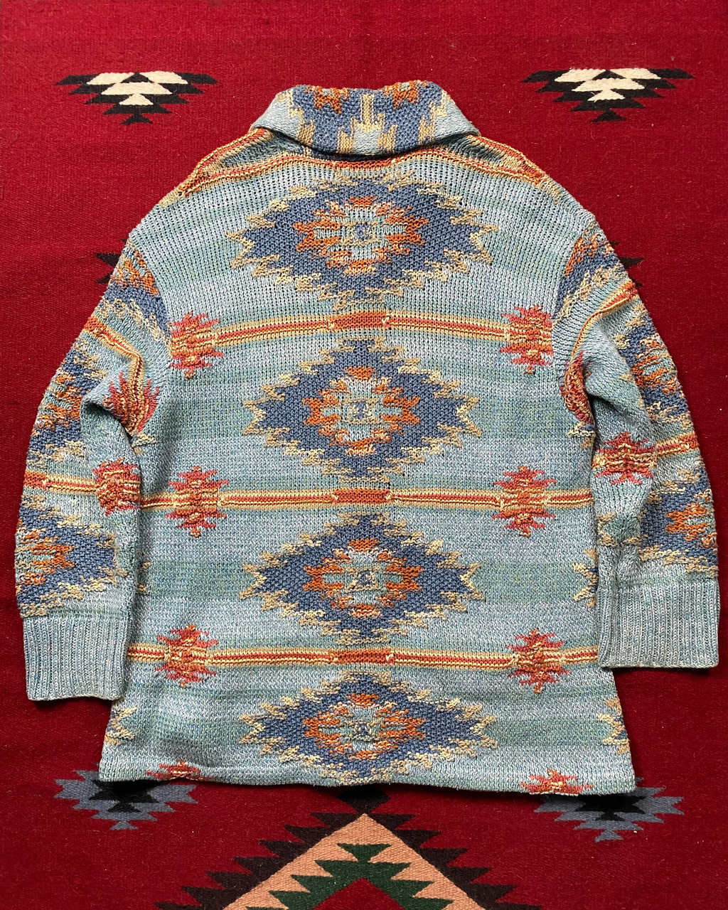 RRL Southwestern Hand Knit Cardigan (Blue)