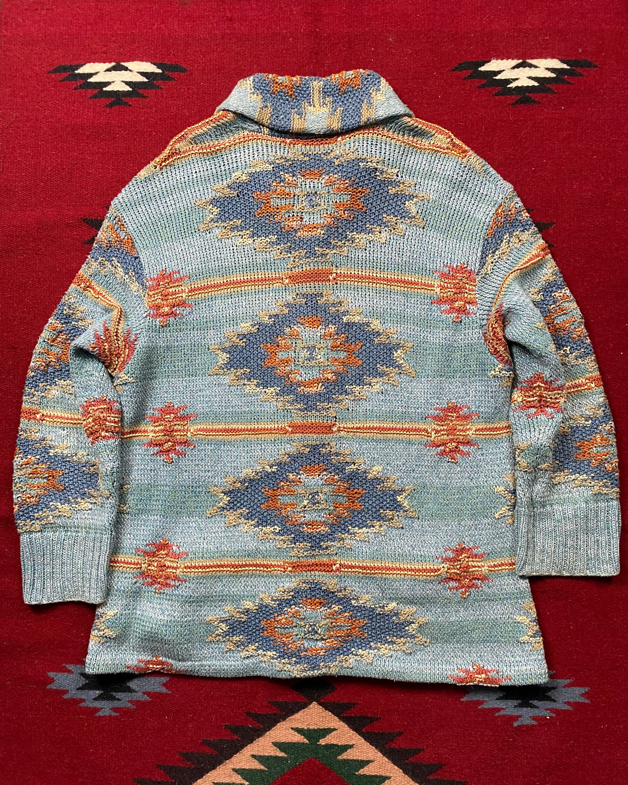 RRL Southwestern Hand Knit Cardigan (Blue)