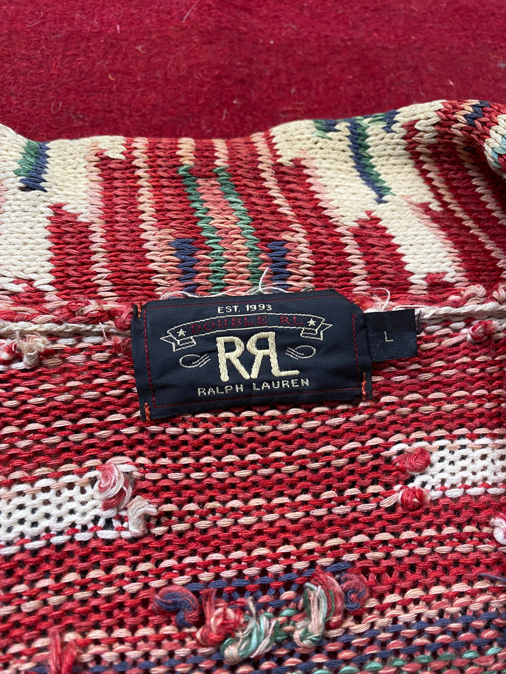 RRL Southwestern Serape Beacon Cardigan With Repairs
