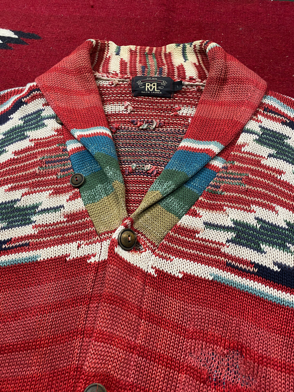 RRL Southwestern Serape Beacon Cardigan With Repairs