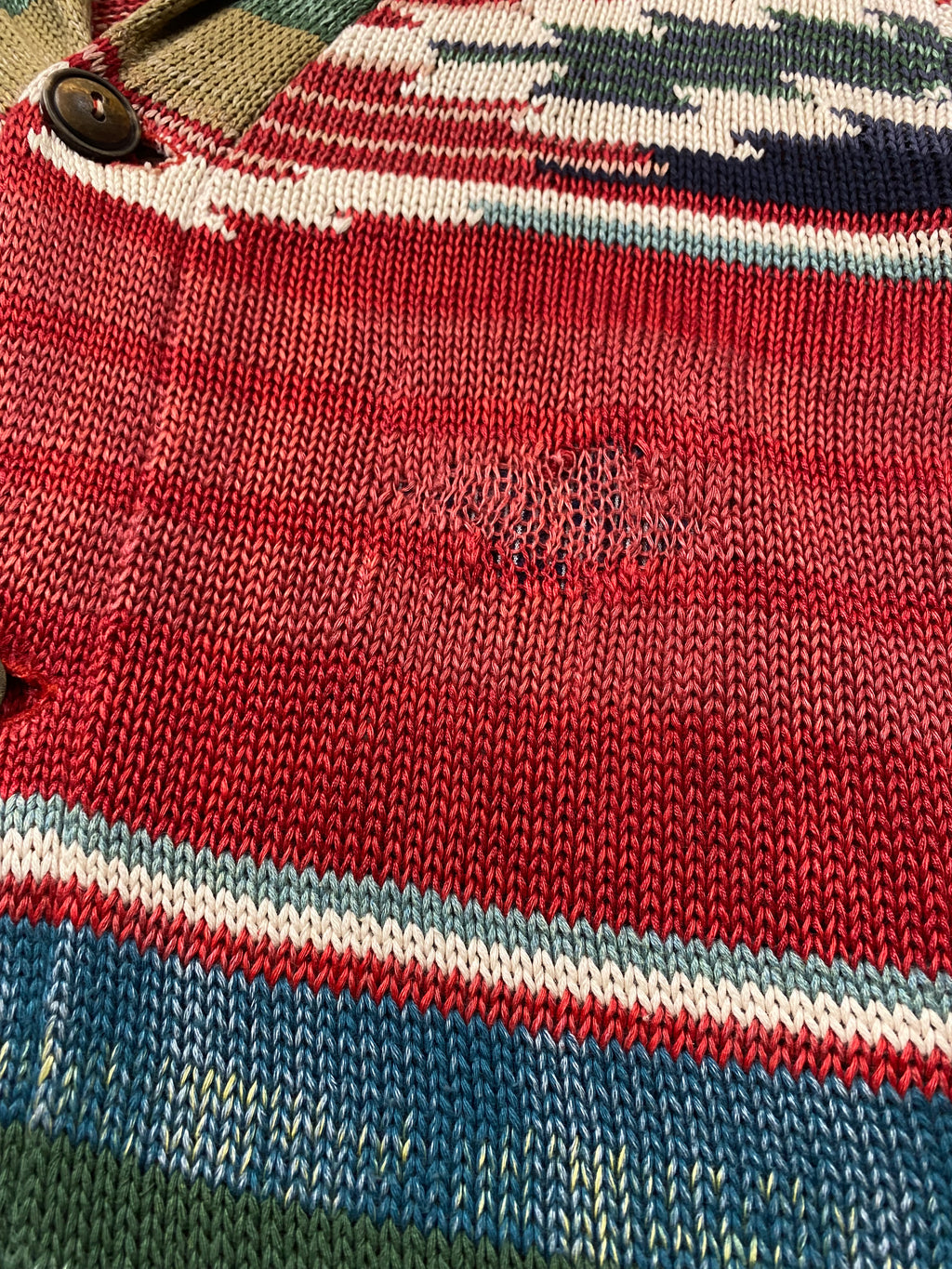 RRL Southwestern Serape Beacon Cardigan With Repairs