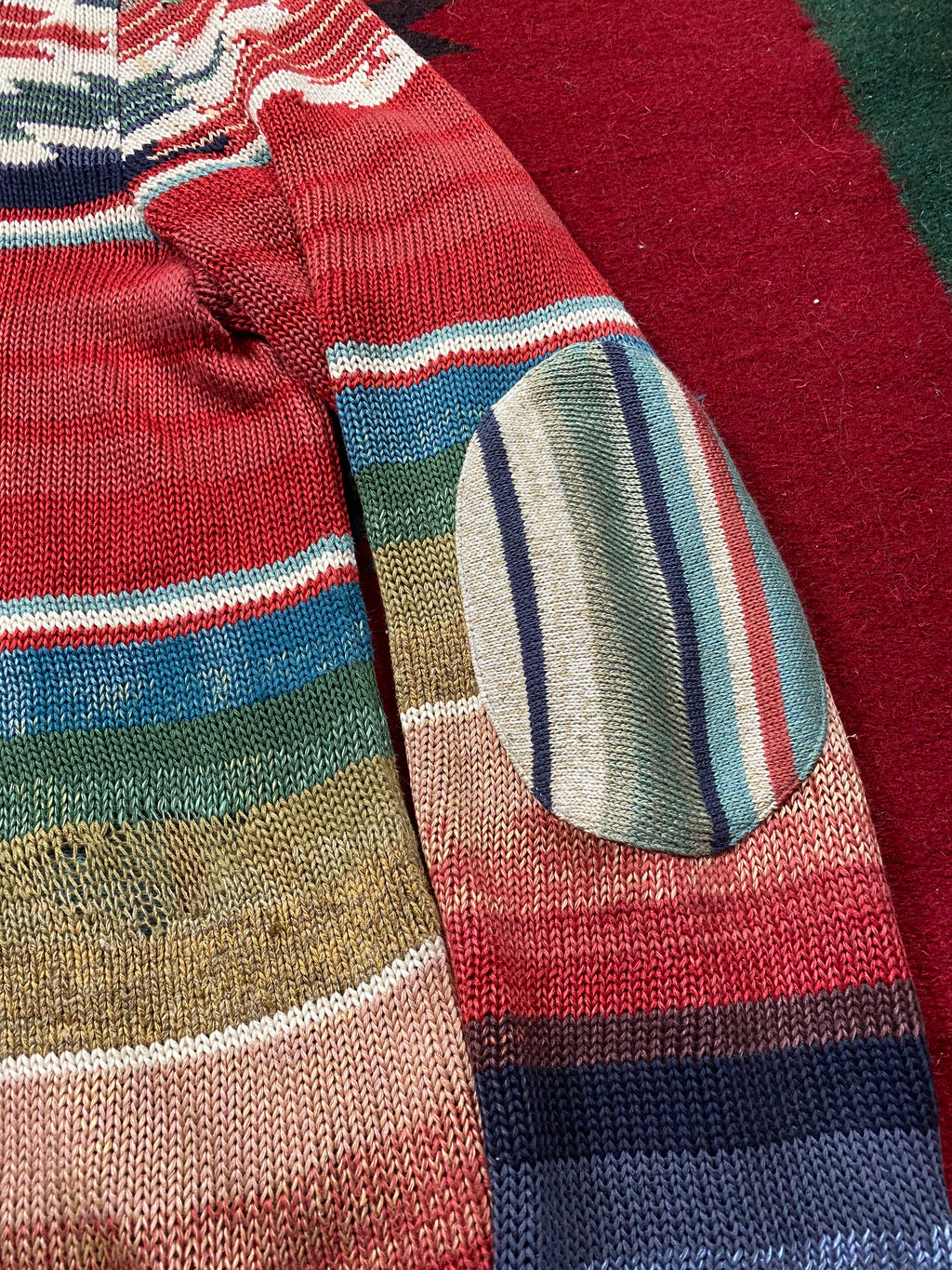 RRL Southwestern Serape Beacon Cardigan With Repairs