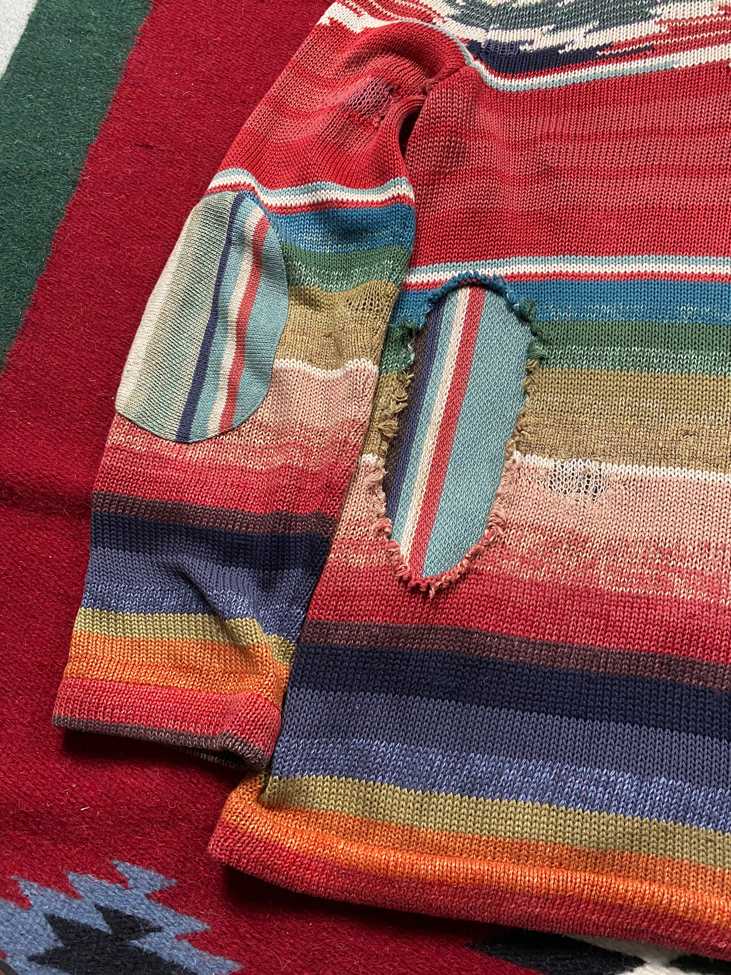 RRL Southwestern Serape Beacon Cardigan With Repairs