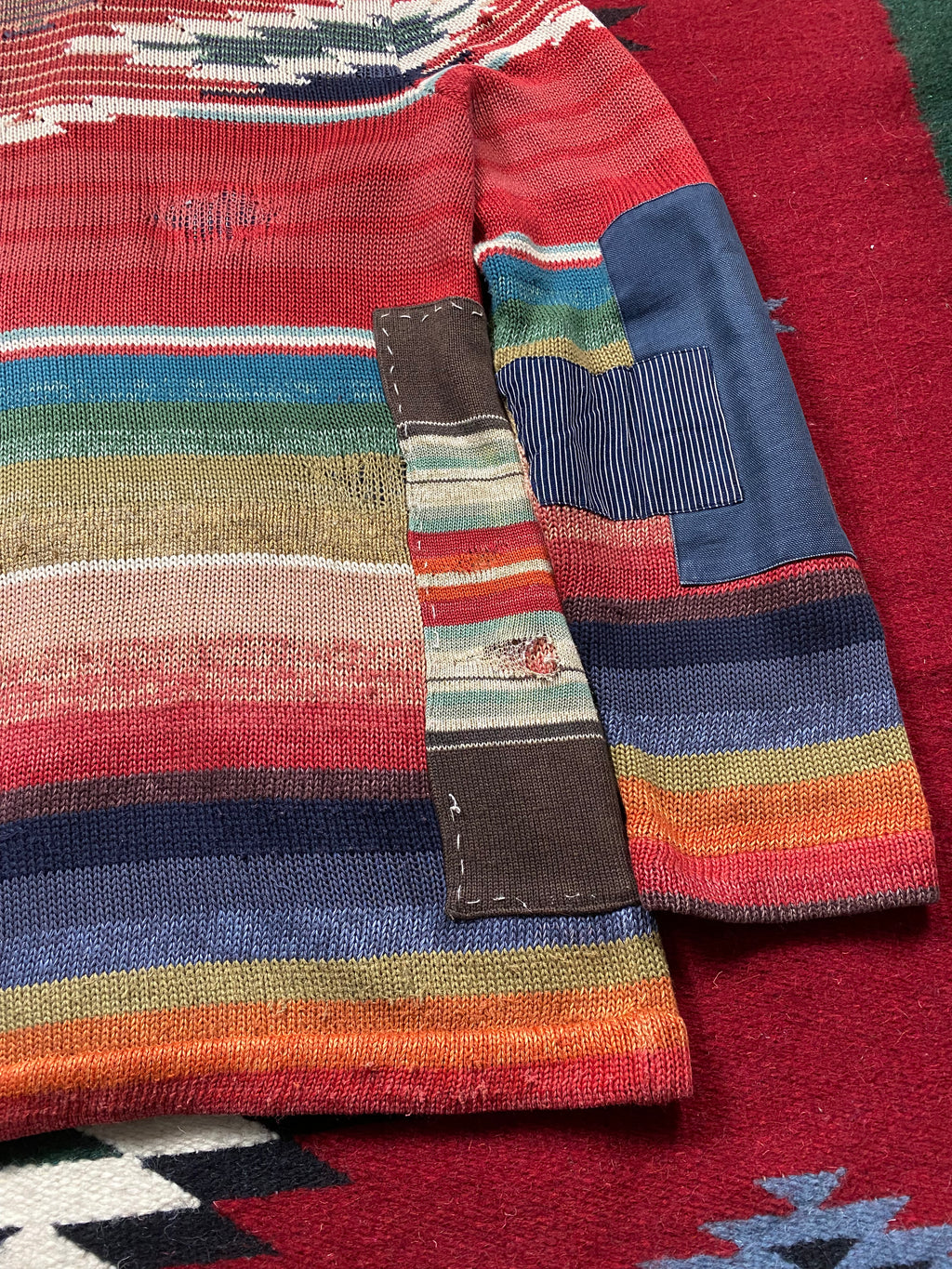 RRL Southwestern Serape Beacon Cardigan With Repairs