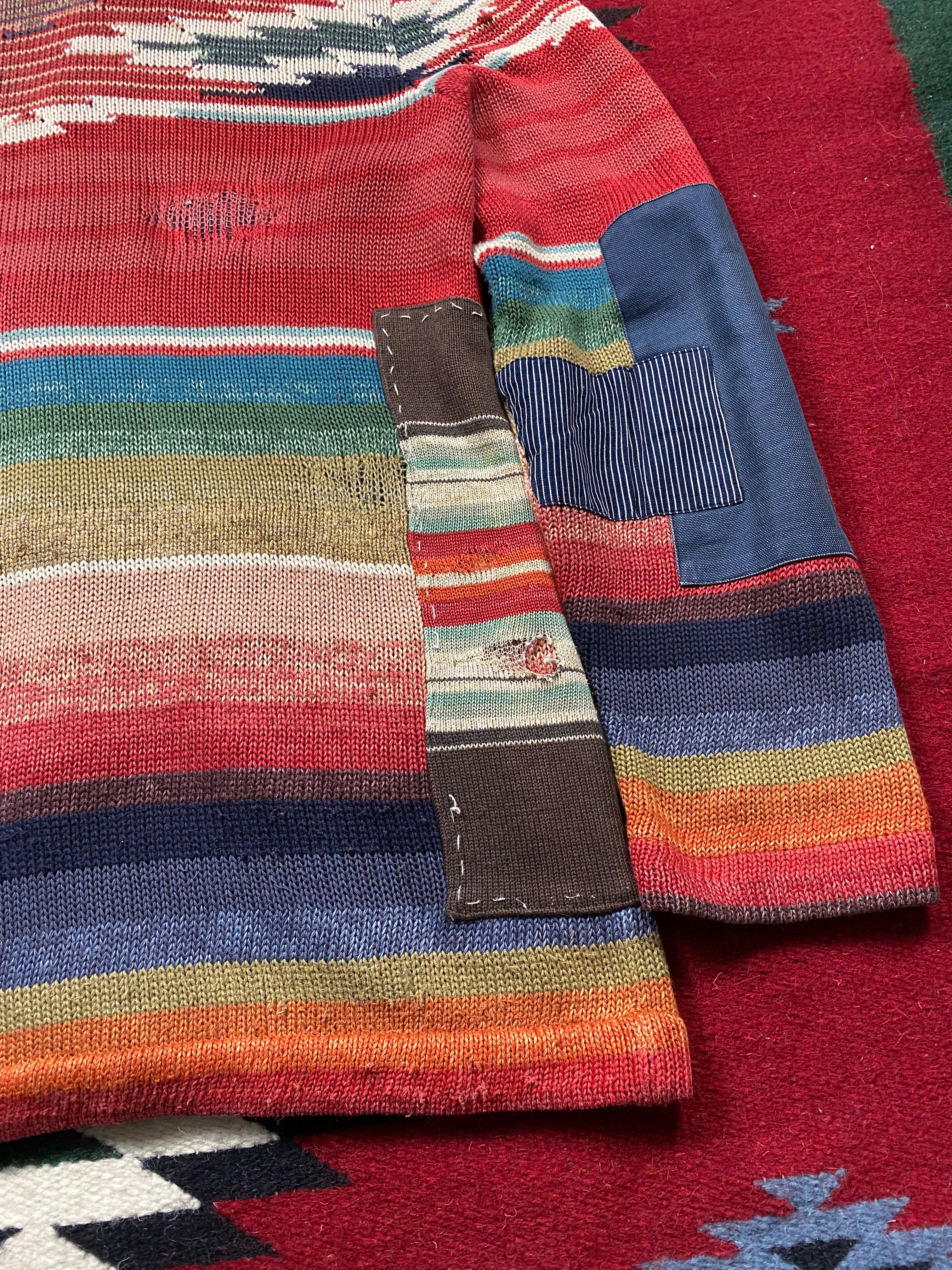 RRL Southwestern Serape Beacon Cardigan With Repairs