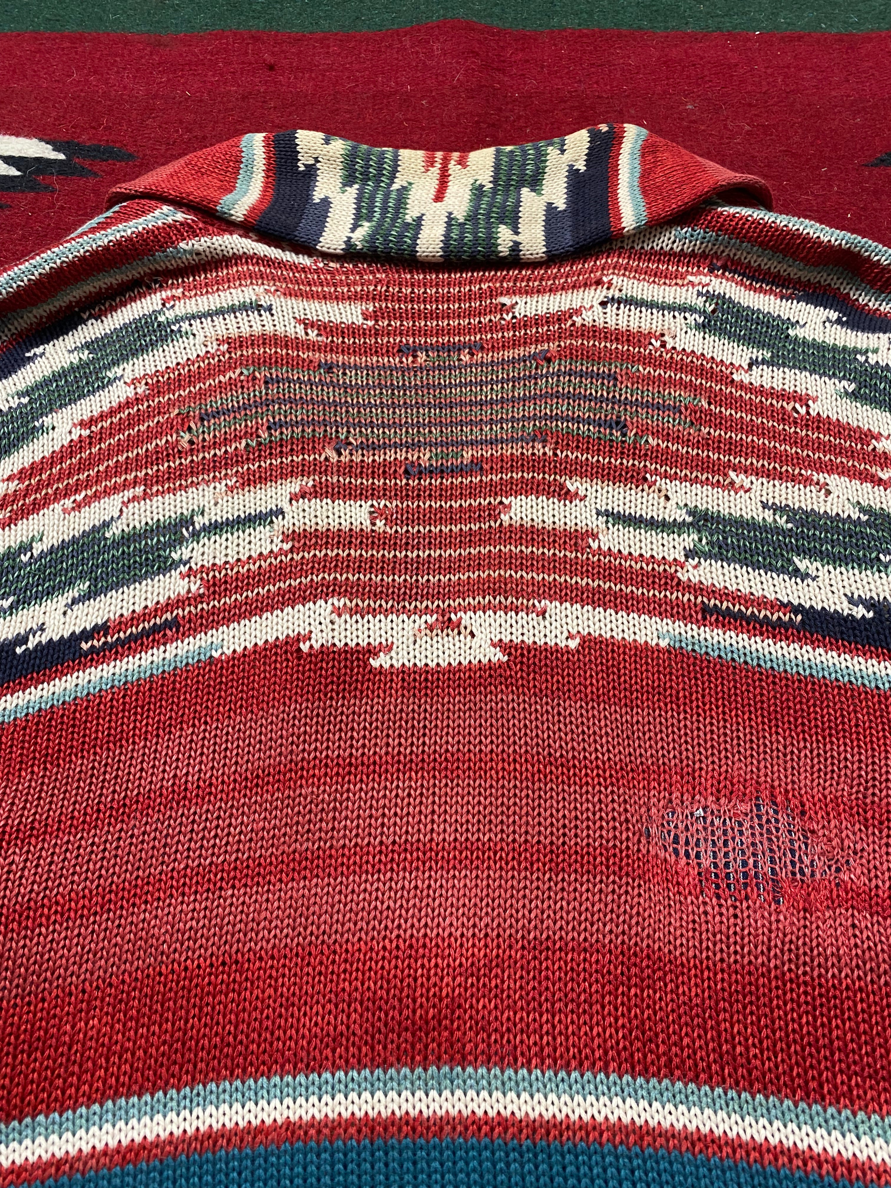 RRL Southwestern Serape Beacon Cardigan With Repairs