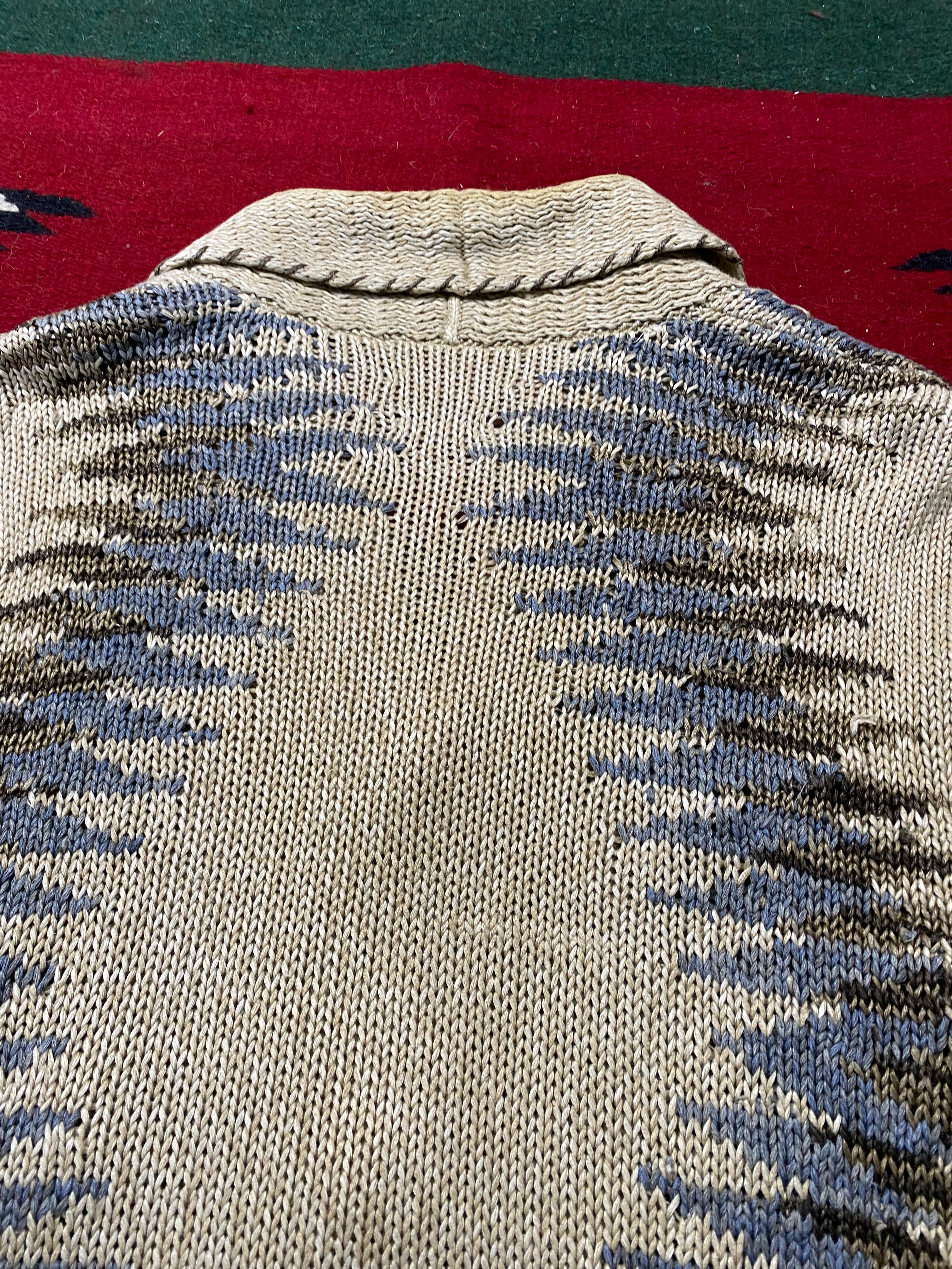 RRL Southwestern Linen/Cotton Knitted Cardigan