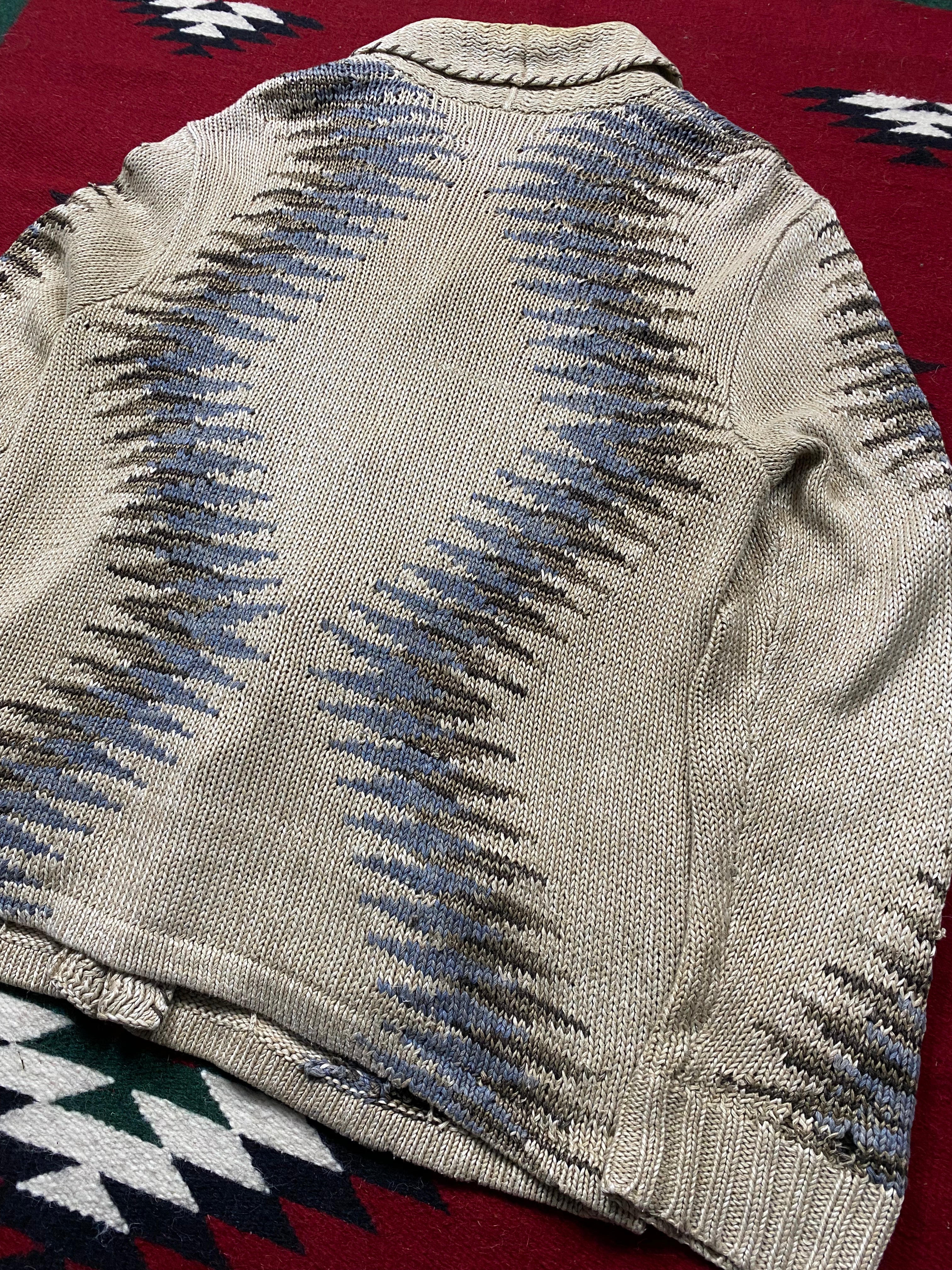 RRL Southwestern Linen/Cotton Knitted Cardigan
