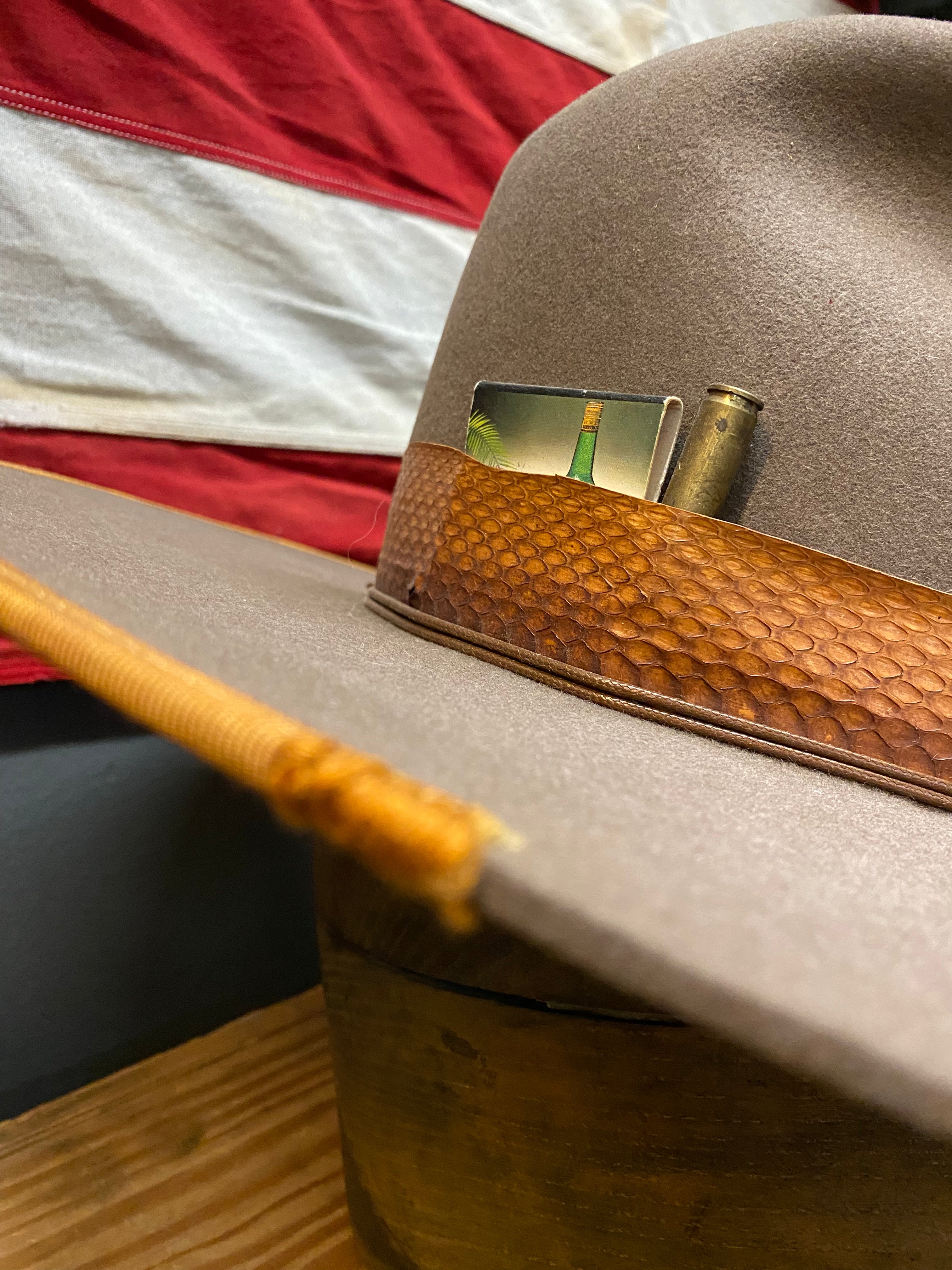 Outpost x Silvester Maria Wide Brim Snakeskin Western Hat (Grey)