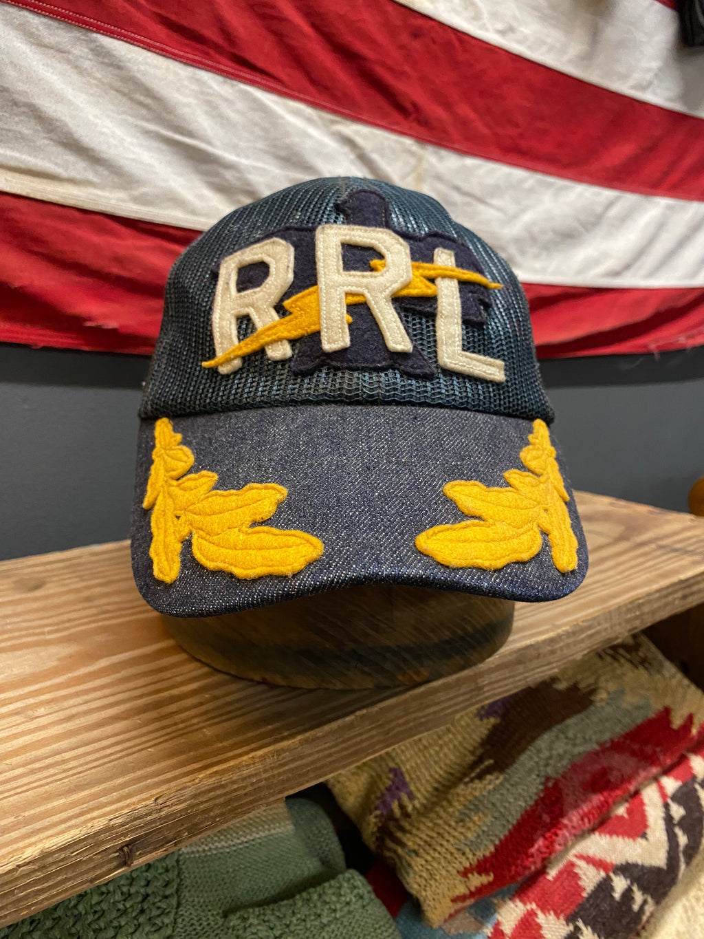RRL Lightning Denim Trucker Cap