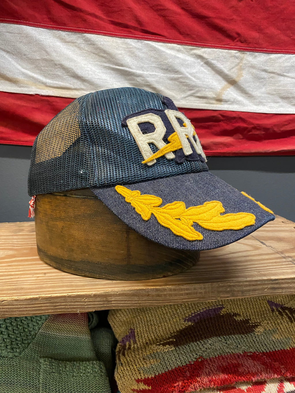 RRL Lightning Denim Trucker Cap