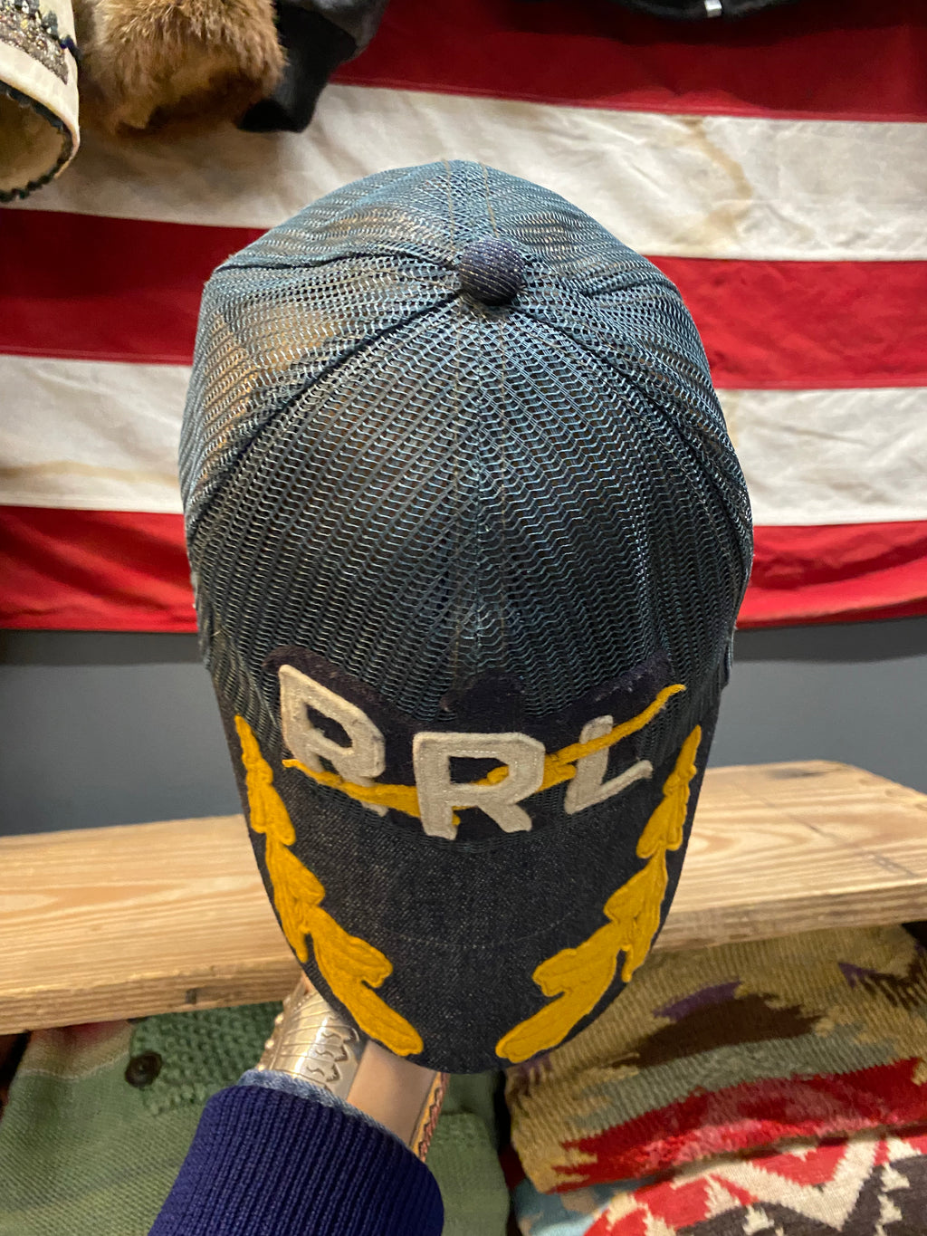 RRL Lightning Denim Trucker Cap