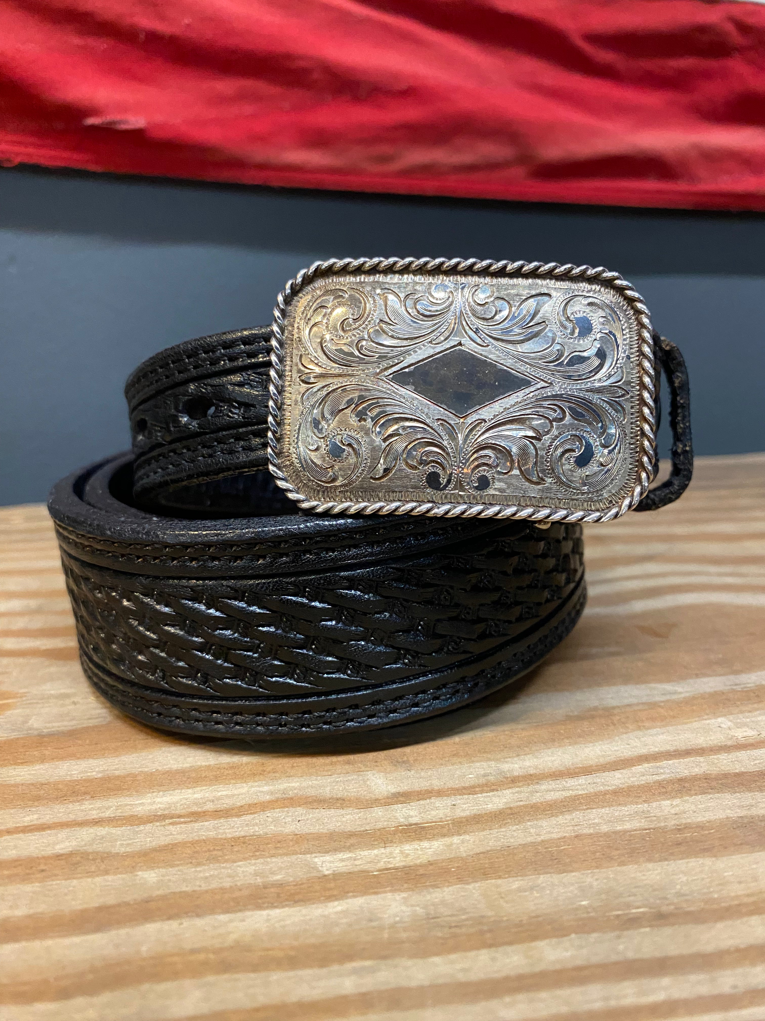 Edward H. Bohlin Sterling Silver Buckle & VOGT Hand Tooled Belt