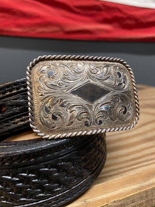 Edward H. Bohlin Sterling Silver Buckle & VOGT Hand Tooled Belt