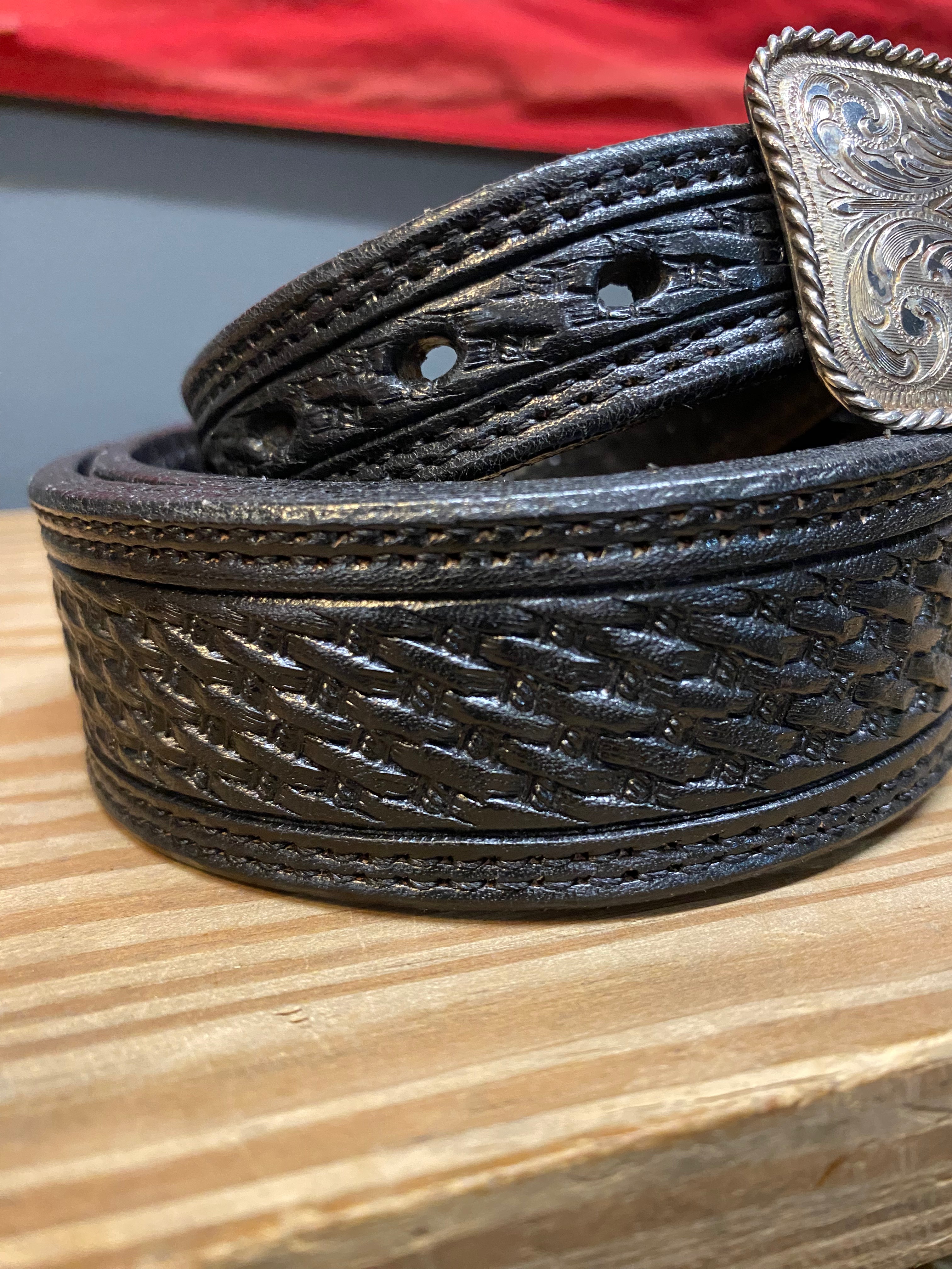 Edward H. Bohlin Sterling Silver Buckle & VOGT Hand Tooled Belt