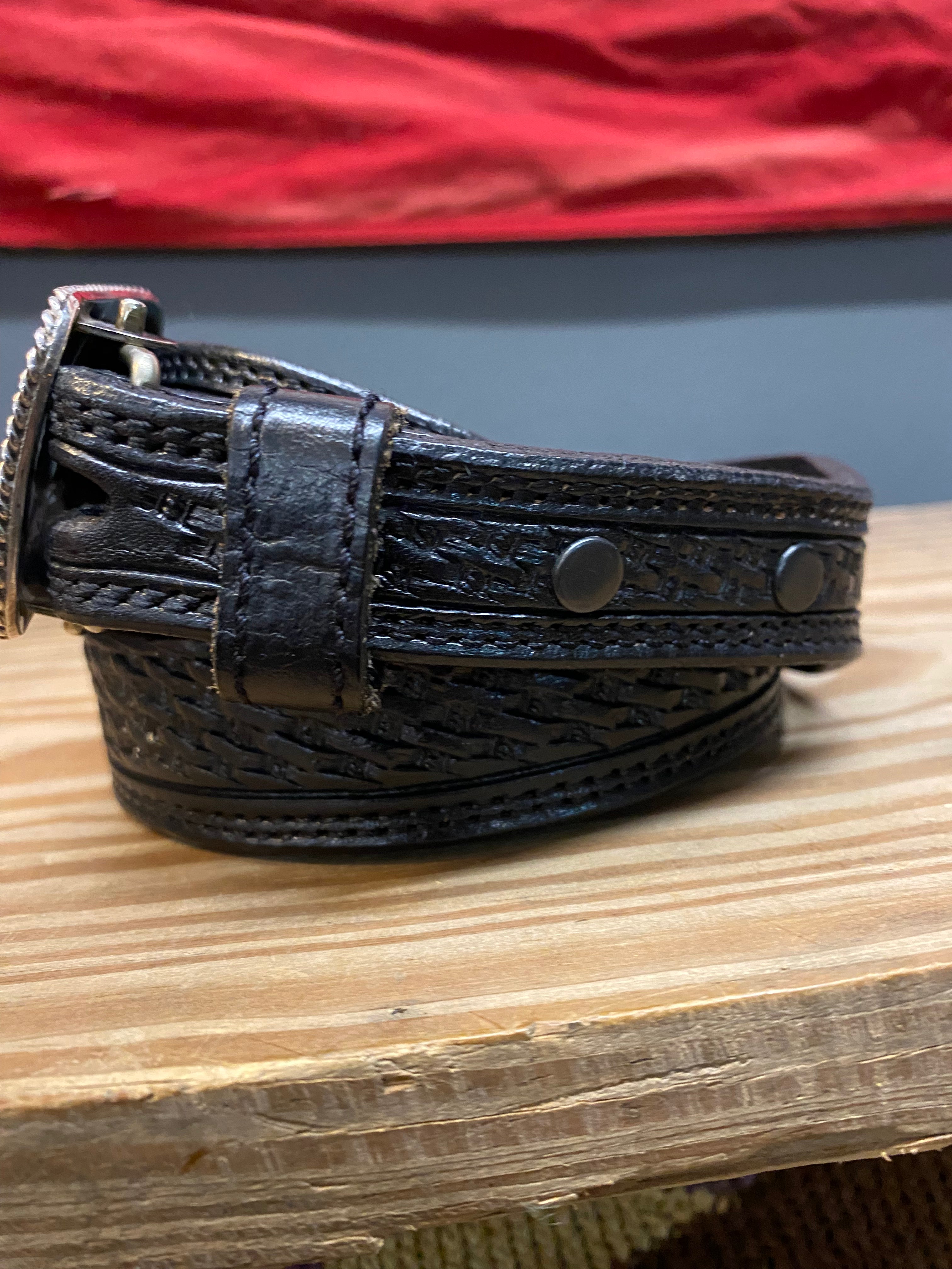 Edward H. Bohlin Sterling Silver Buckle & VOGT Hand Tooled Belt
