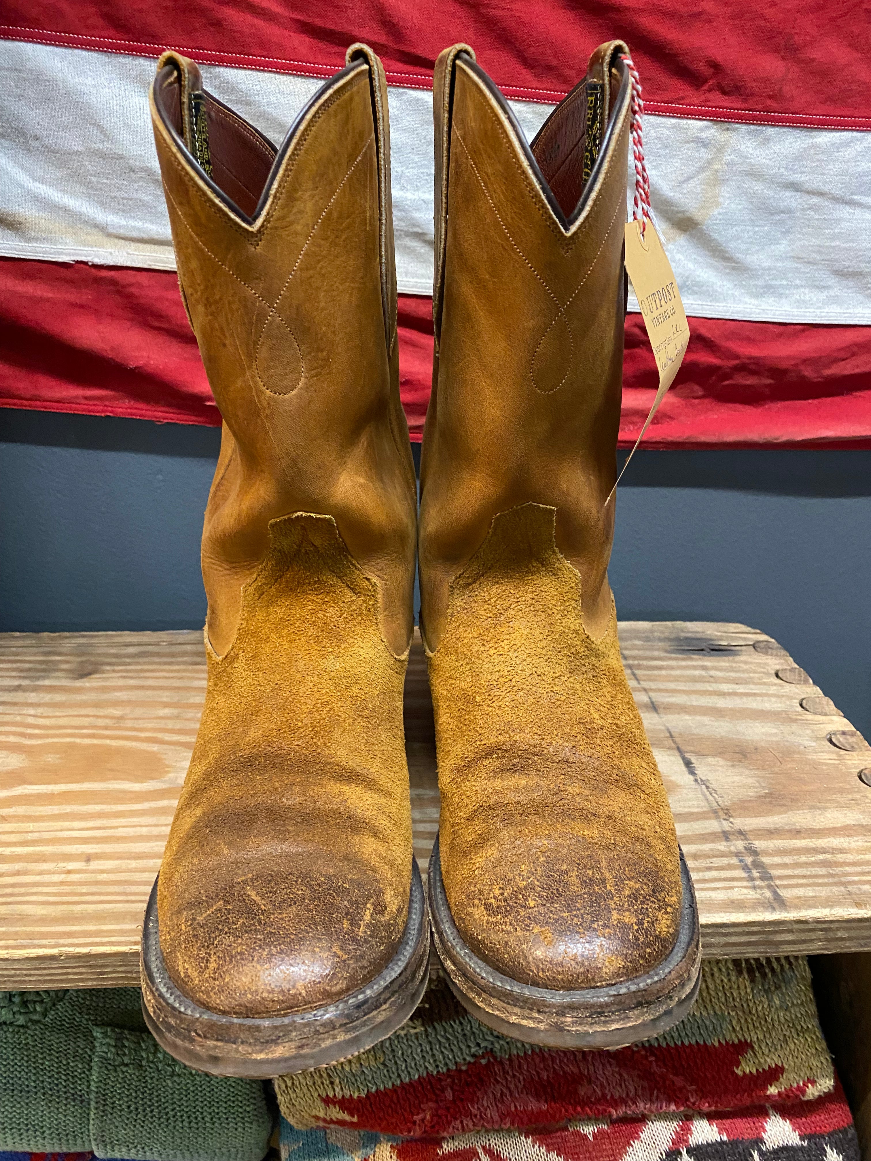 RRL Suede Leather Round Toe Western Worker Boots