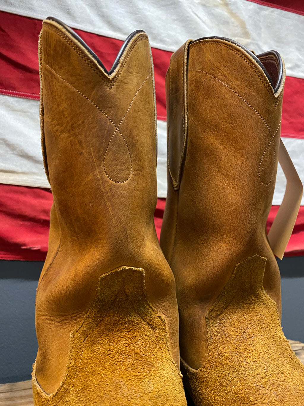 RRL Suede Leather Round Toe Western Worker Boots