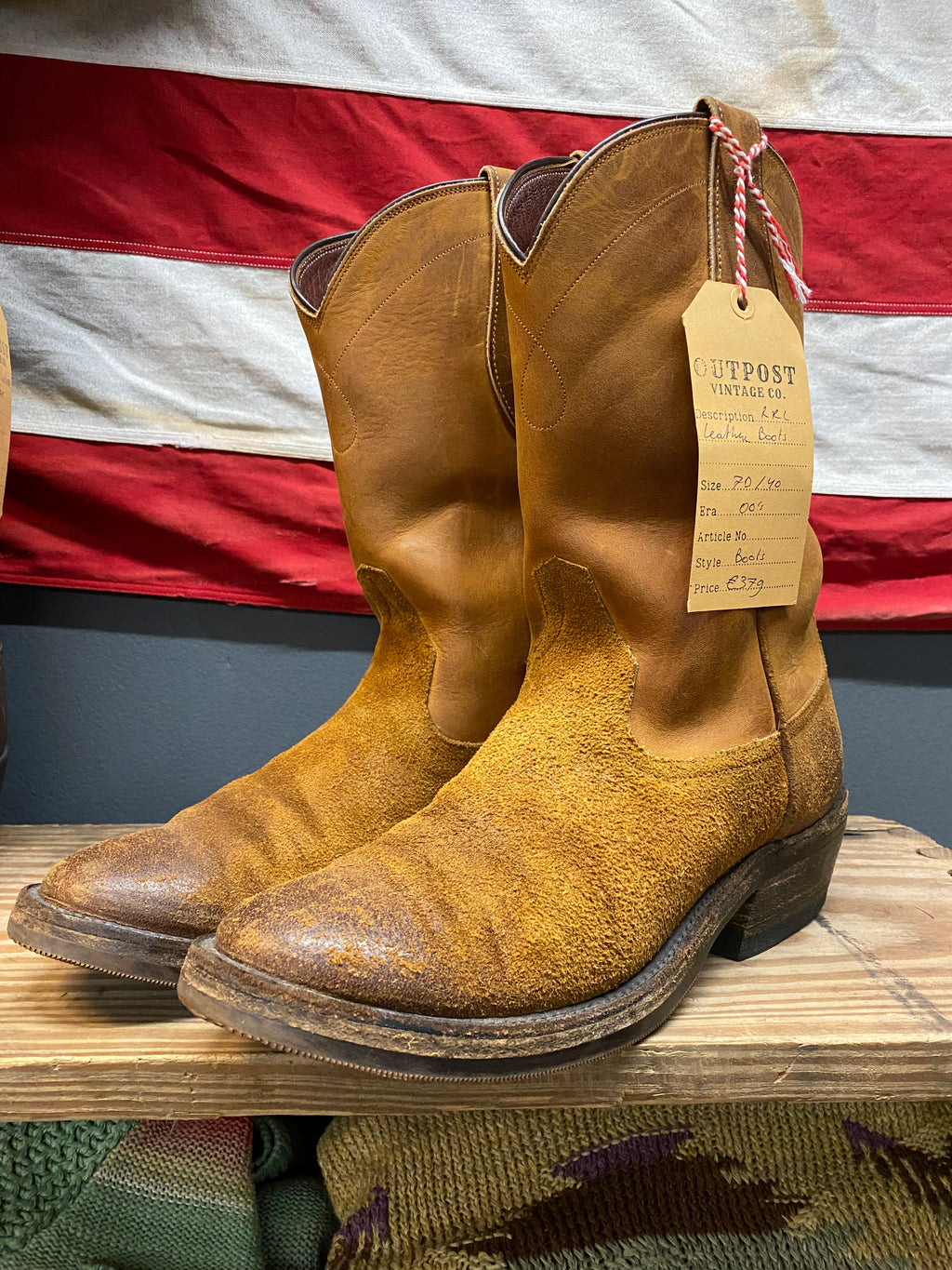 RRL Suede Leather Round Toe Western Worker Boots