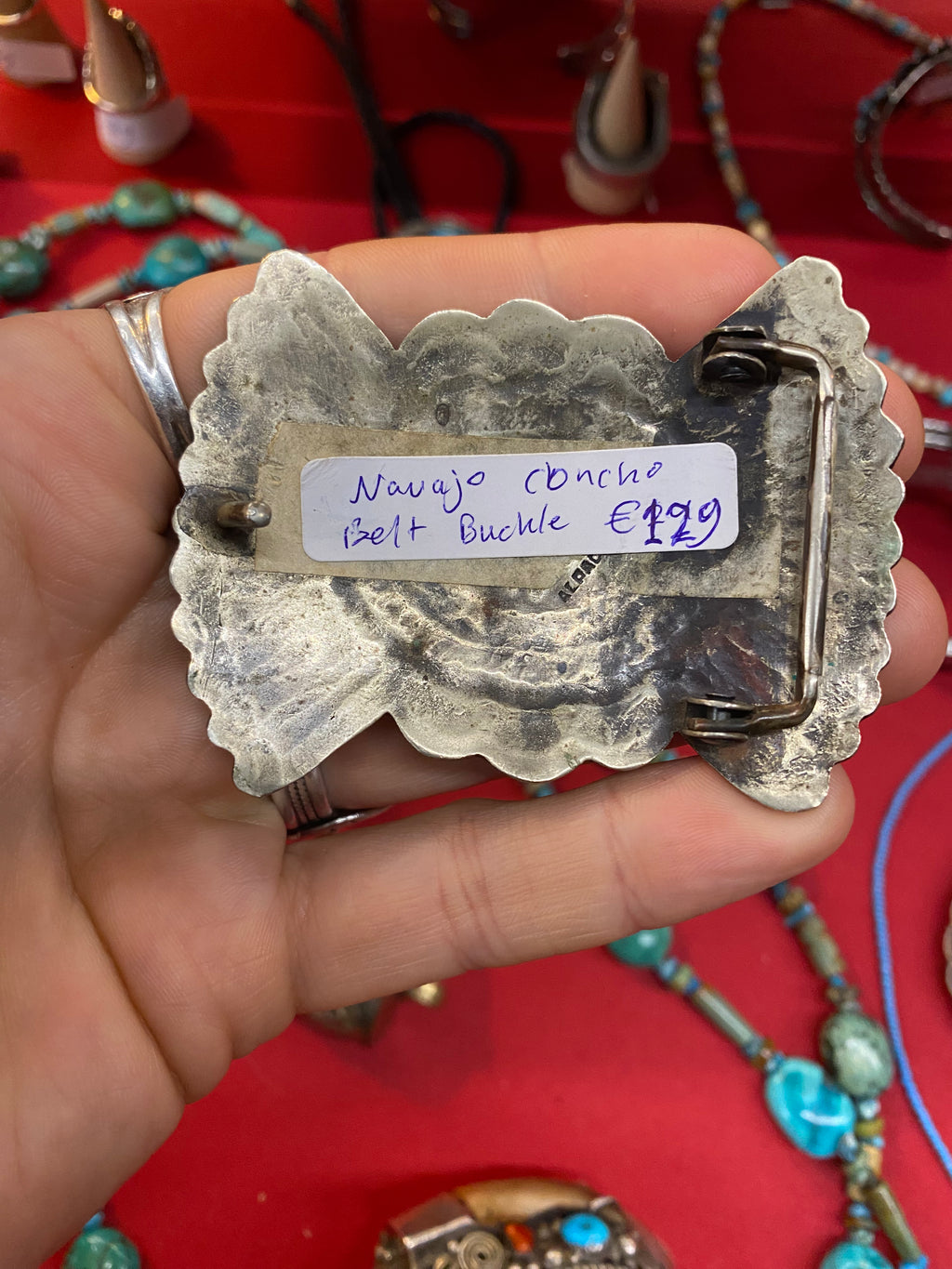 Navajo Alpaca Silver Concho Belt Buckle
