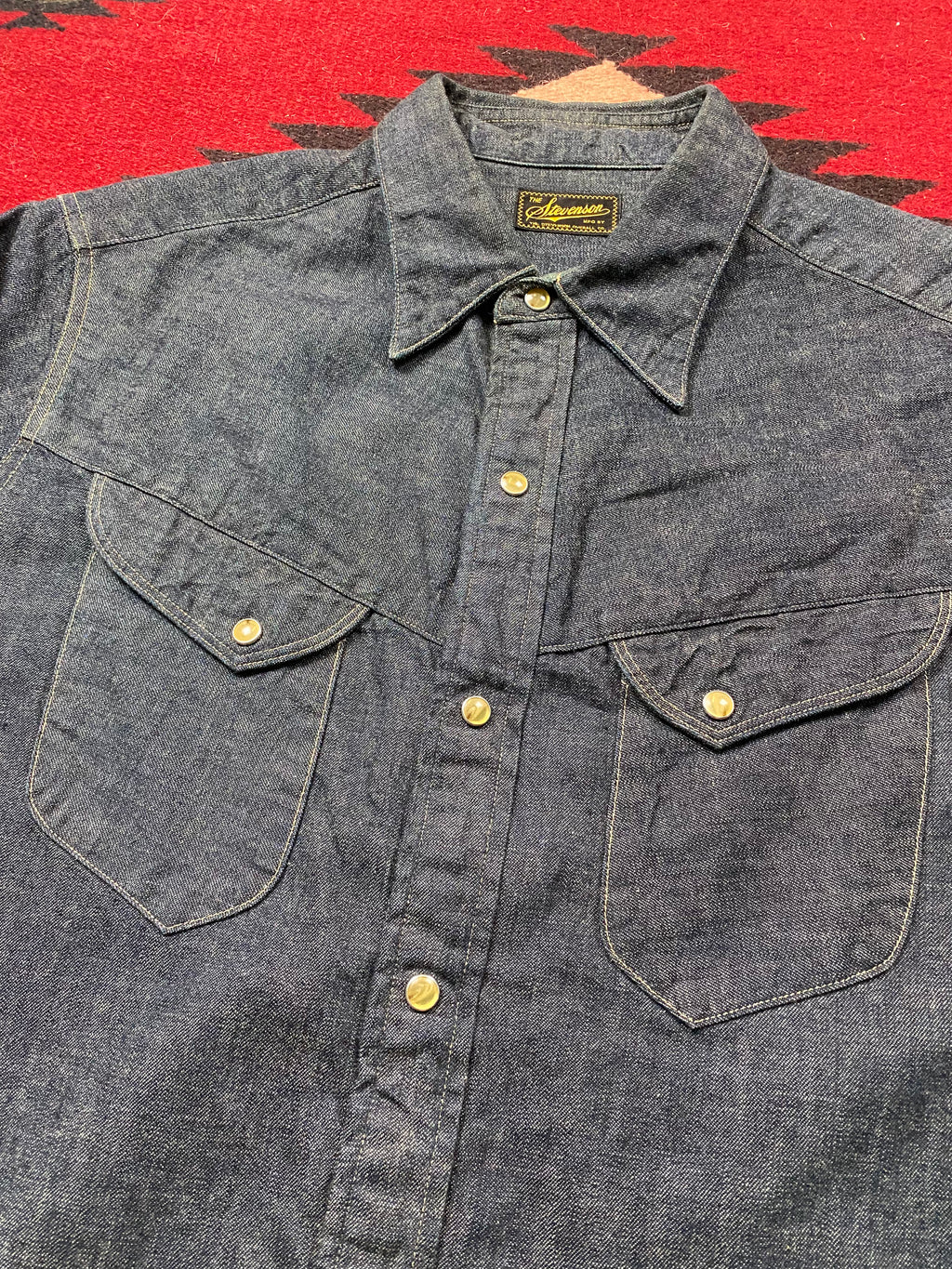 Stevenson Raw Denim Pearl Snap Western Shirt