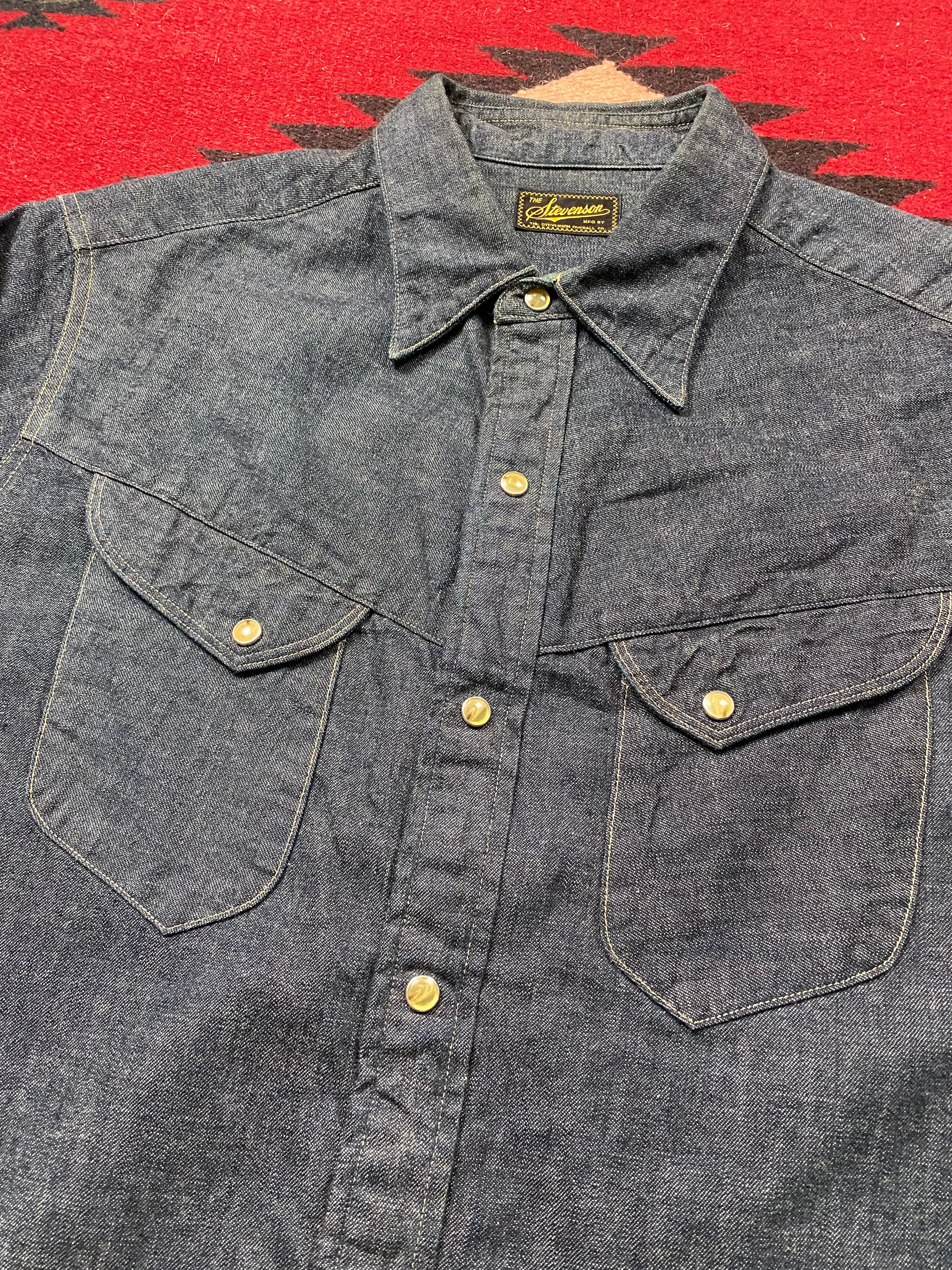 Stevenson Raw Denim Pearl Snap Western Shirt