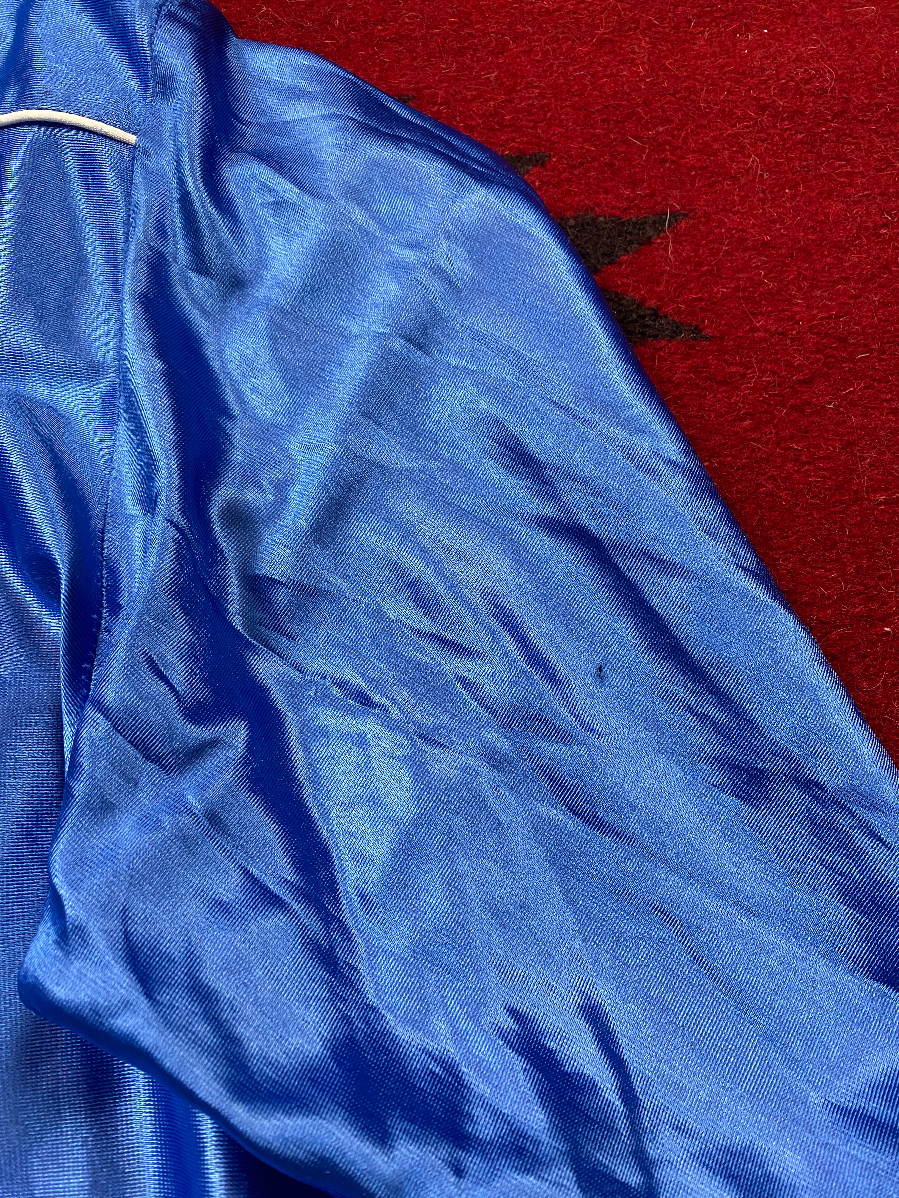 H Bar C California Ranchwear 1960's Blue Satin Embroidered Western Shirt