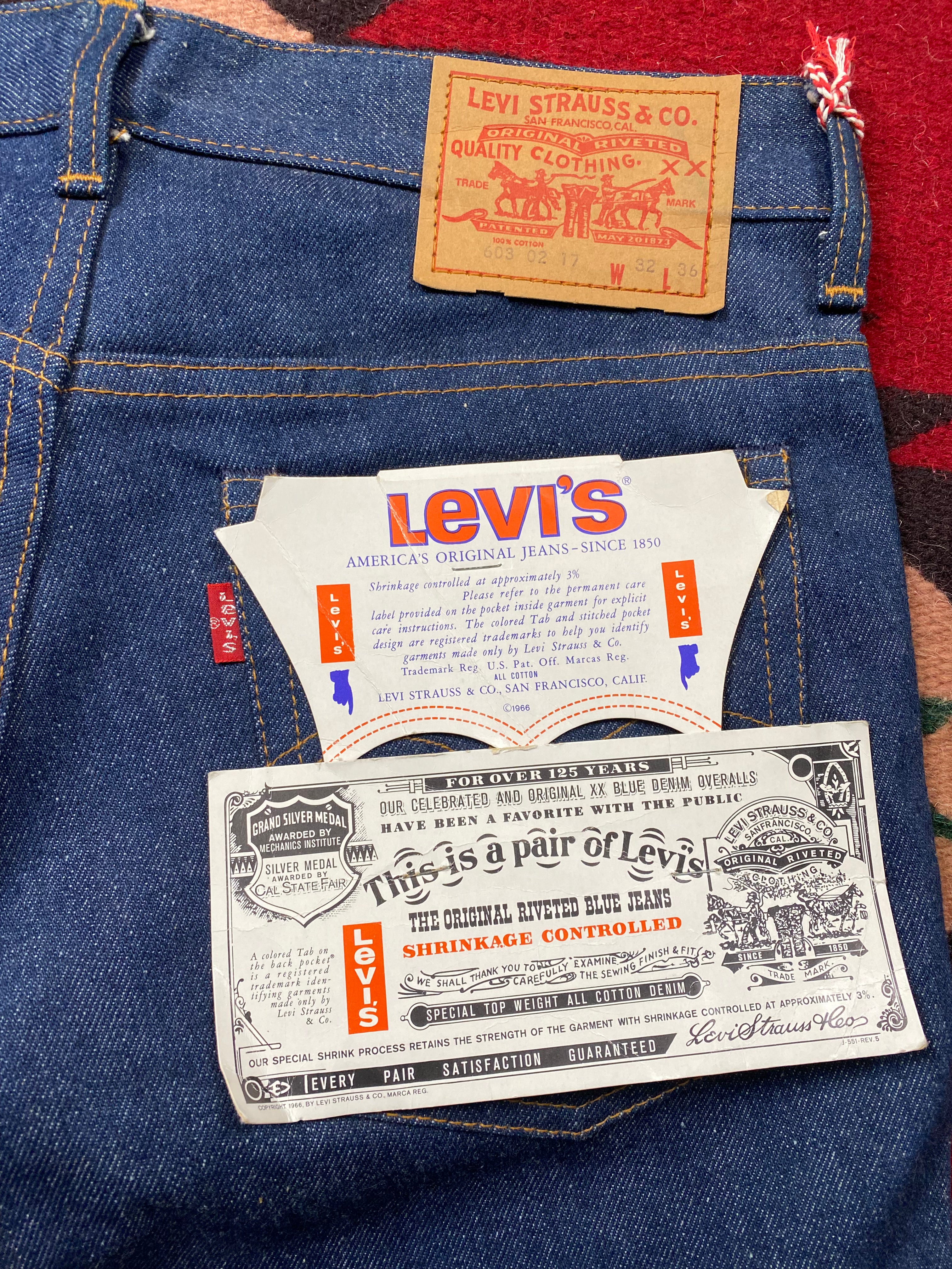 Levi's 603 1970's Deadstock Raw Denim Jeans